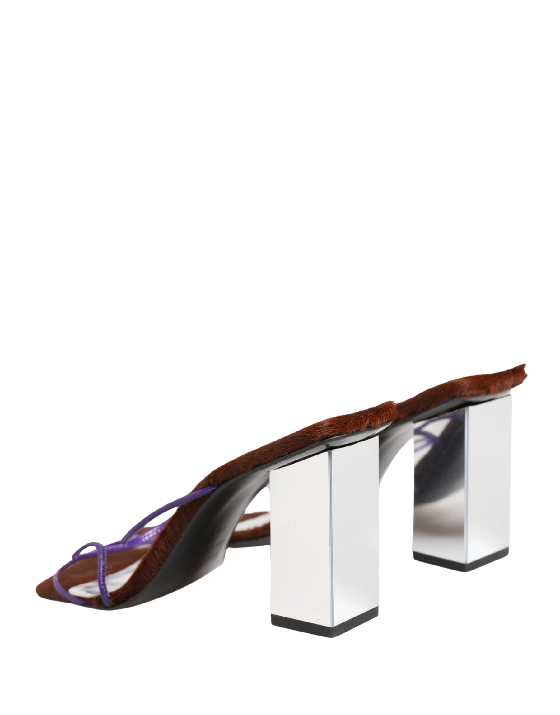 Dolce & Gabbana Silver Block Heels Slip On Sandals Shoes | Regal Royce