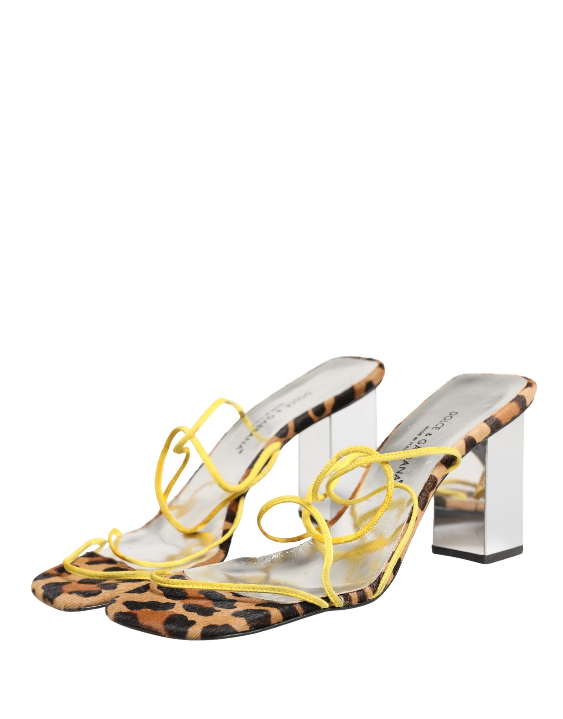 Dolce & Gabbana Multicolor Leather Block Heels Sandals Shoes | Regal Royce