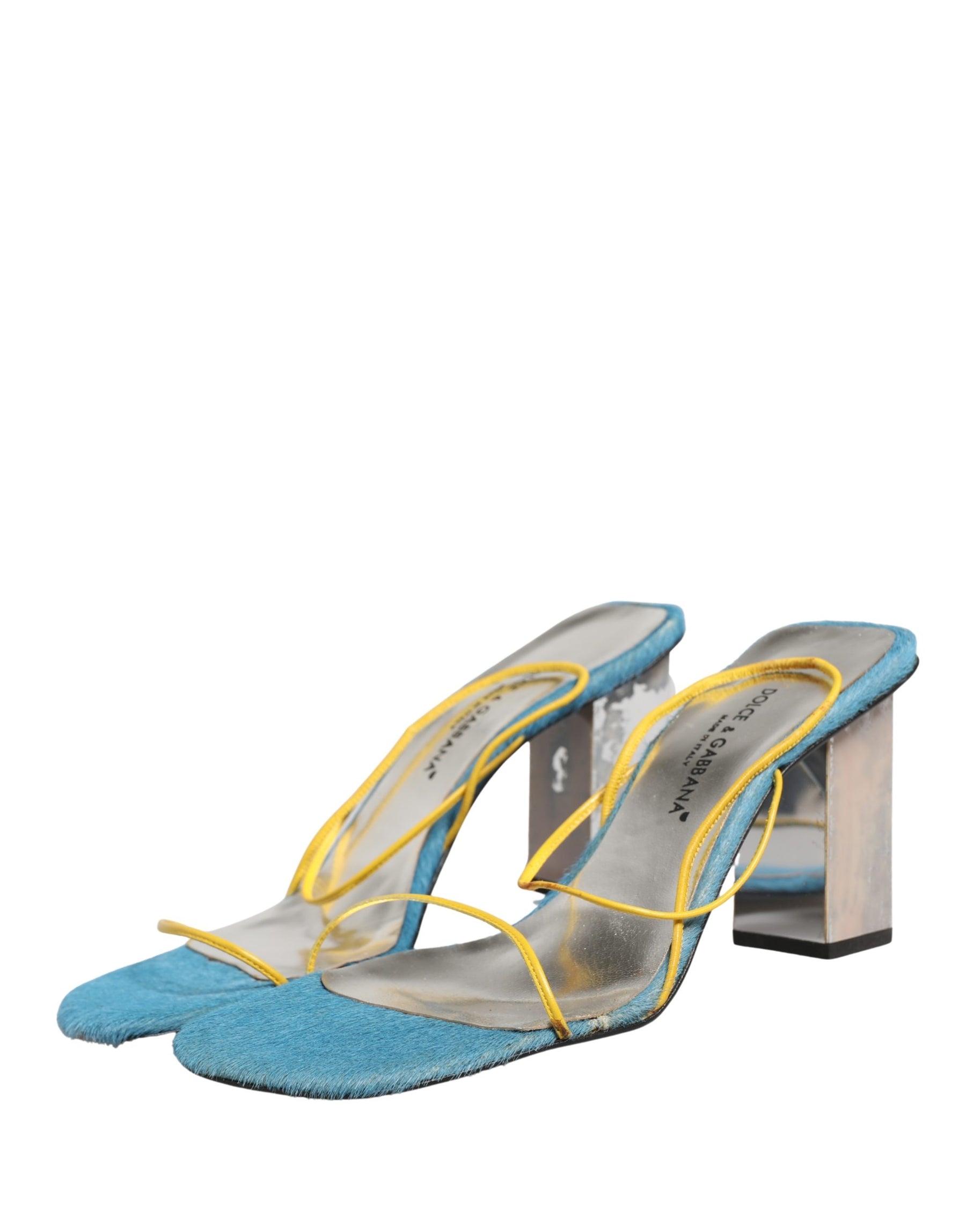 Dolce & Gabbana Multicolor Leather Block Heels Sandals Shoes | Regal Royce