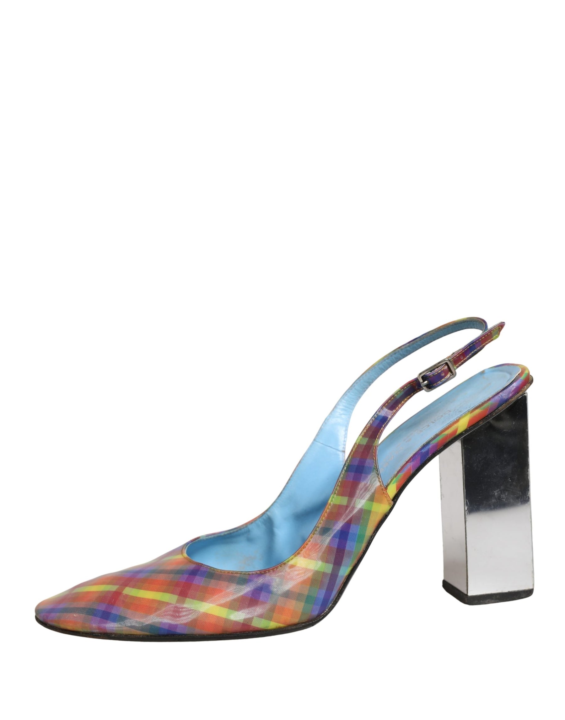 Dolce & Gabbana Multicolor Plaid Heels Slingback Sandals Shoes | Regal Royce