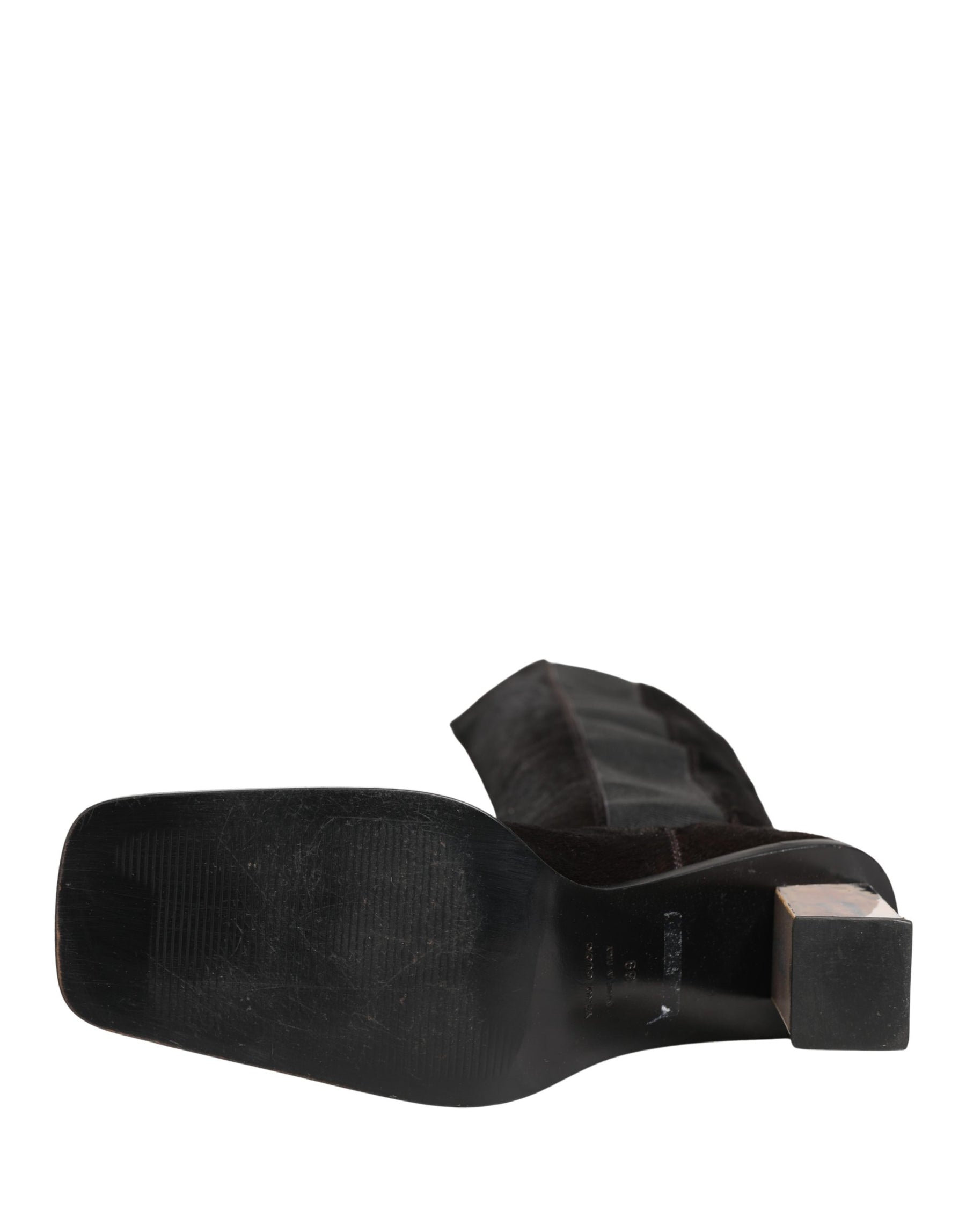 Dolce & Gabbana Black Suede Leather Knee High Boots Shoes | Regal Royce