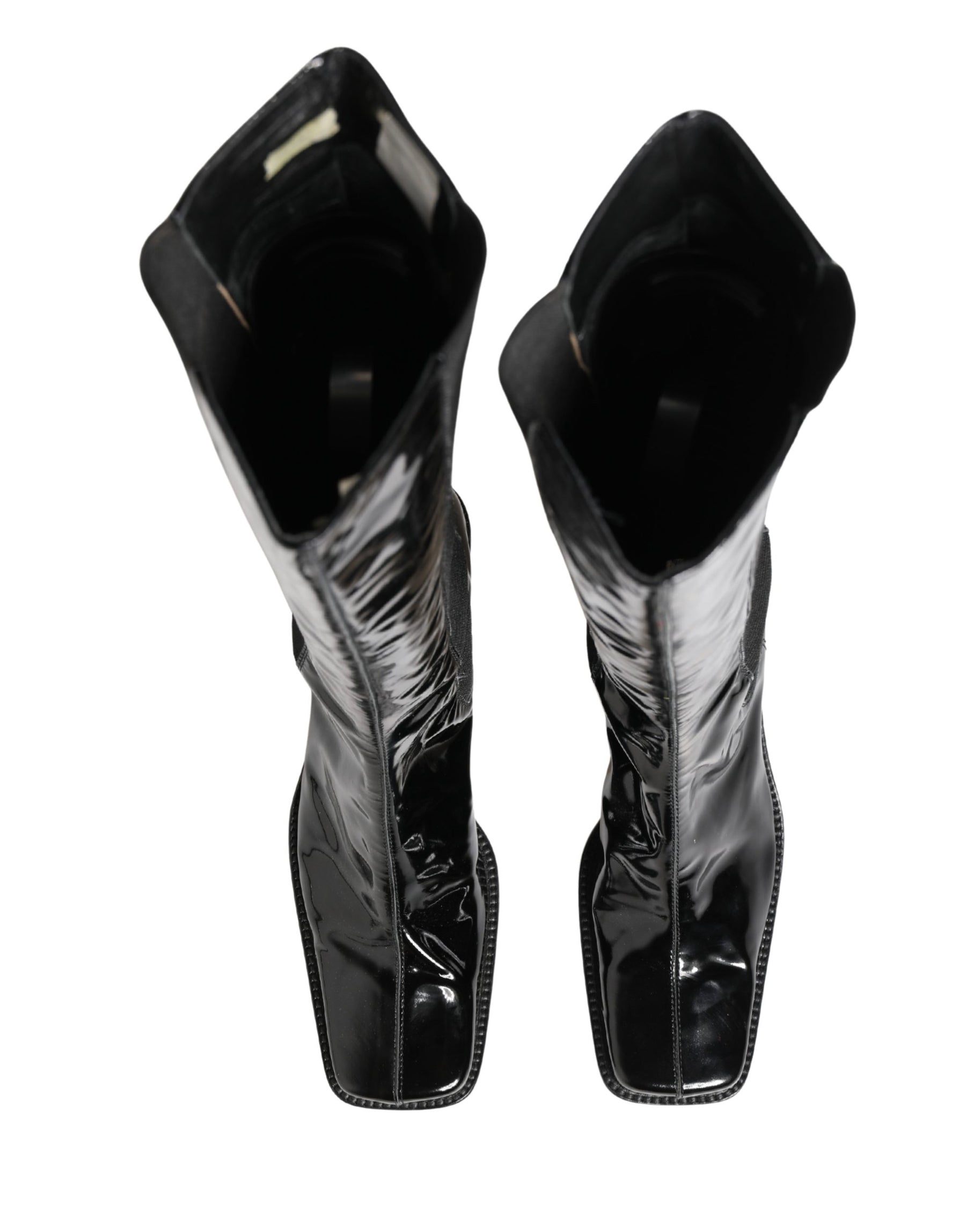 Dolce & Gabbana Black Patent Leather Knee High Boots Shoes | Regal Royce