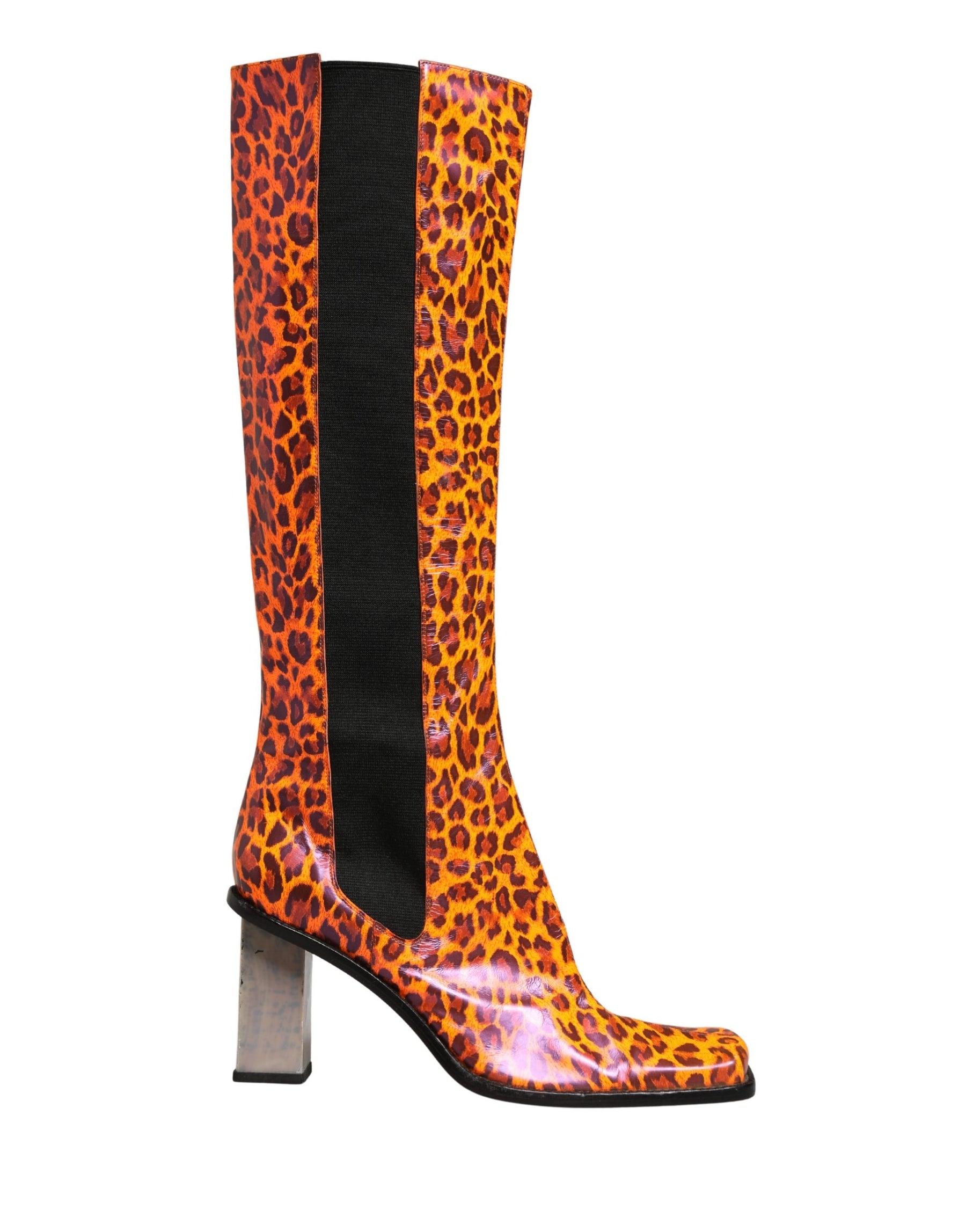 Dolce & Gabbana Brown Leopard Leather Knee High Boots Shoes | Regal Royce