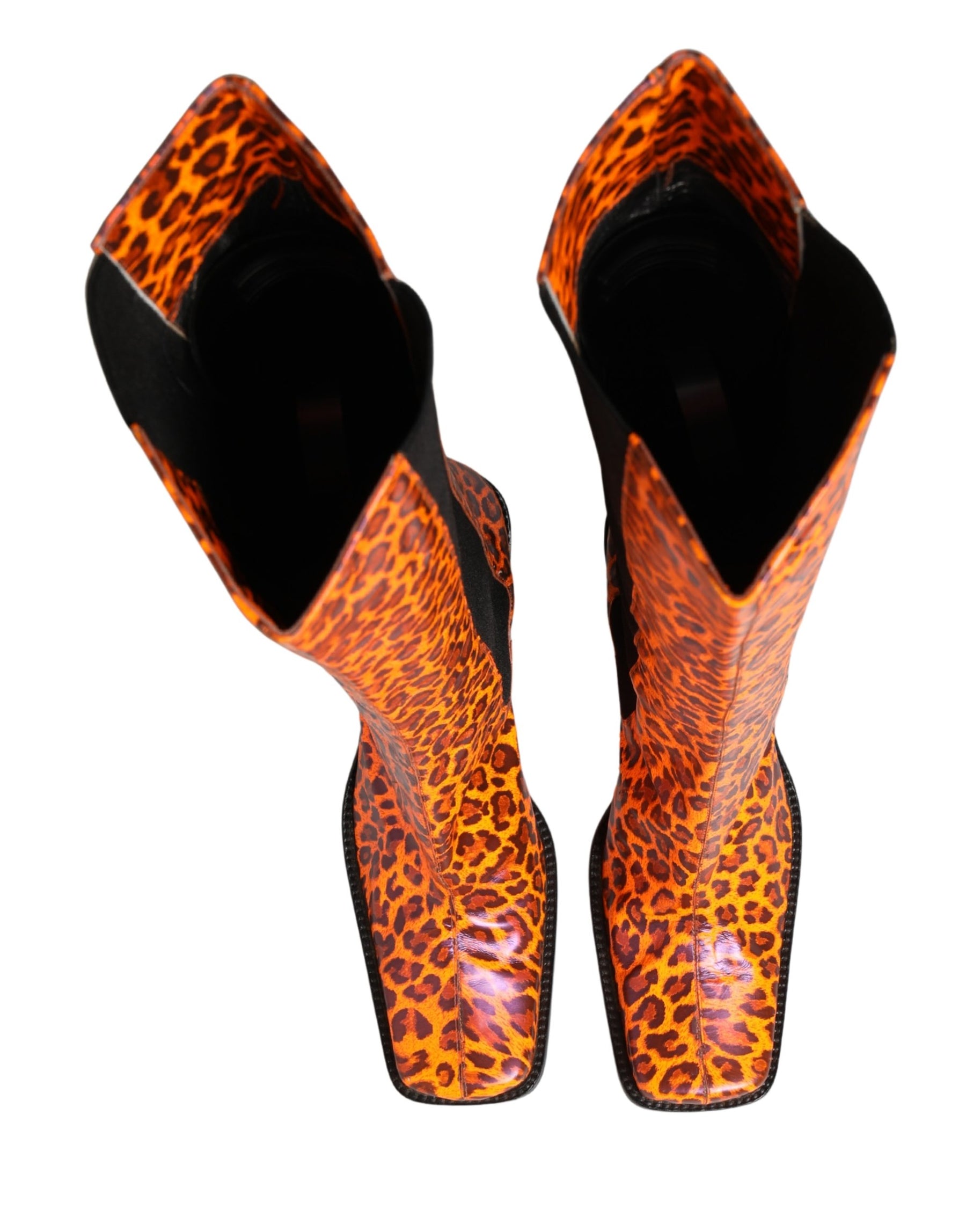 Dolce & Gabbana Brown Leopard Leather Knee High Boots Shoes | Regal Royce