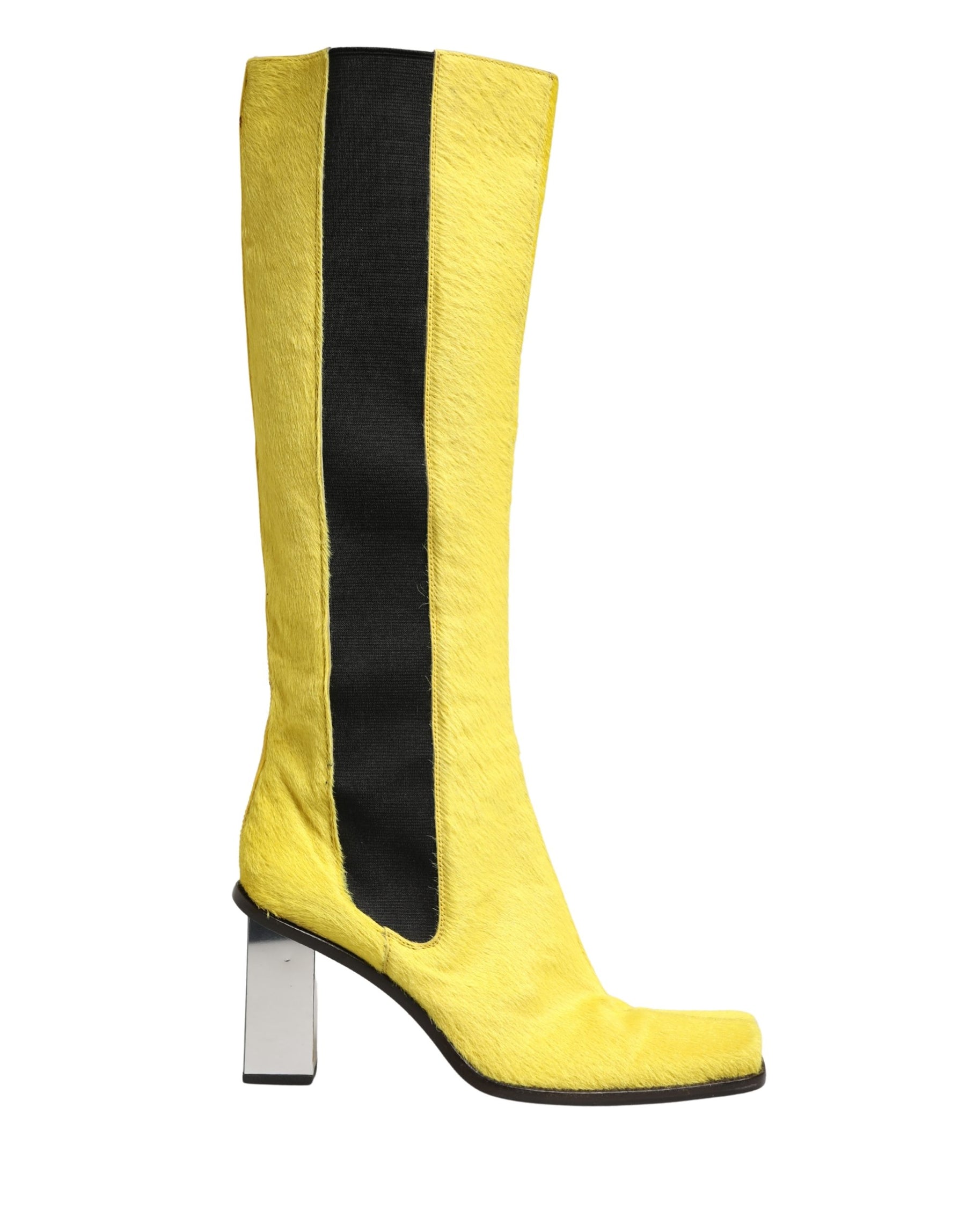 Dolce & Gabbana Yellow Black Leather Knee High Boots Shoes | Regal Royce