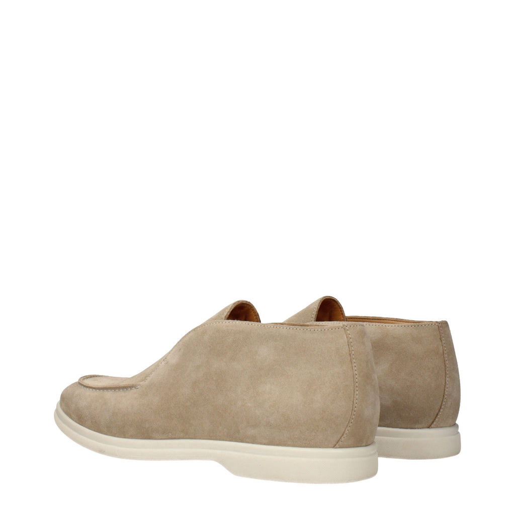Eleventy Beige Leather Ankle Boots