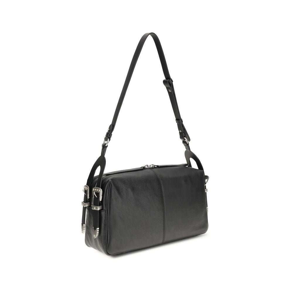 PINKO Black Calf Leather Bos Taurus Shoulder Bag | Regal Royce