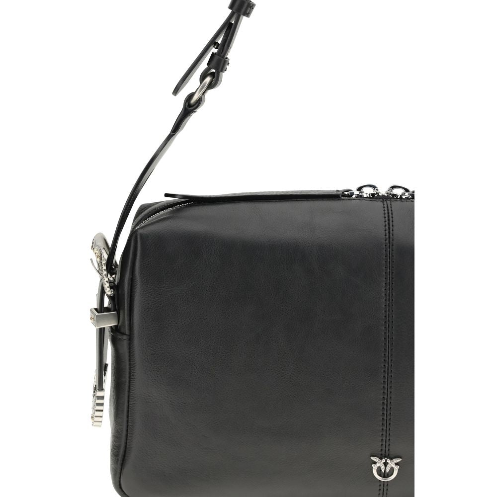 PINKO Black Calf Leather Bos Taurus Shoulder Bag | Regal Royce