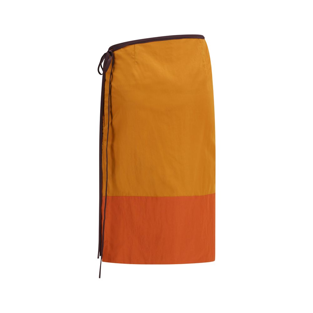 Saint Laurent Orange Nylon Midi Skirt | Regal Royce
