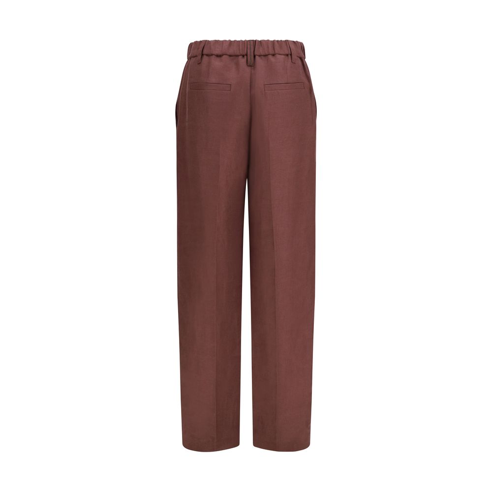 Brunello Cucinelli Brown Linen Casual Pants | Regal Royce