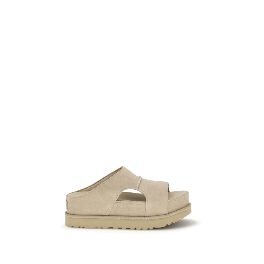 UGG Beige Calf Leather Bos Taurus Platform Sandals | Regal Royce