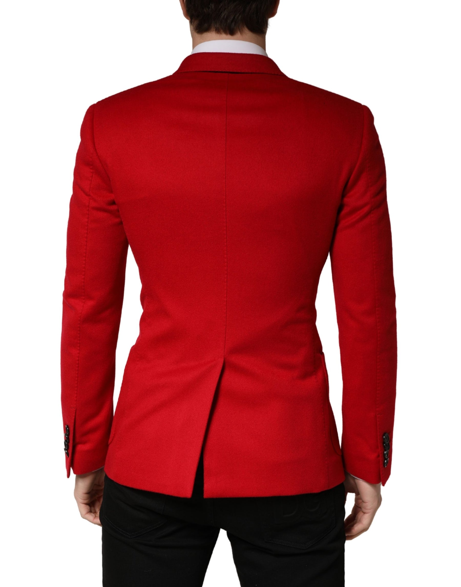 Dolce & Gabbana Red Cashmere Slim Fit Coat Jacket Blazer | Regal Royce