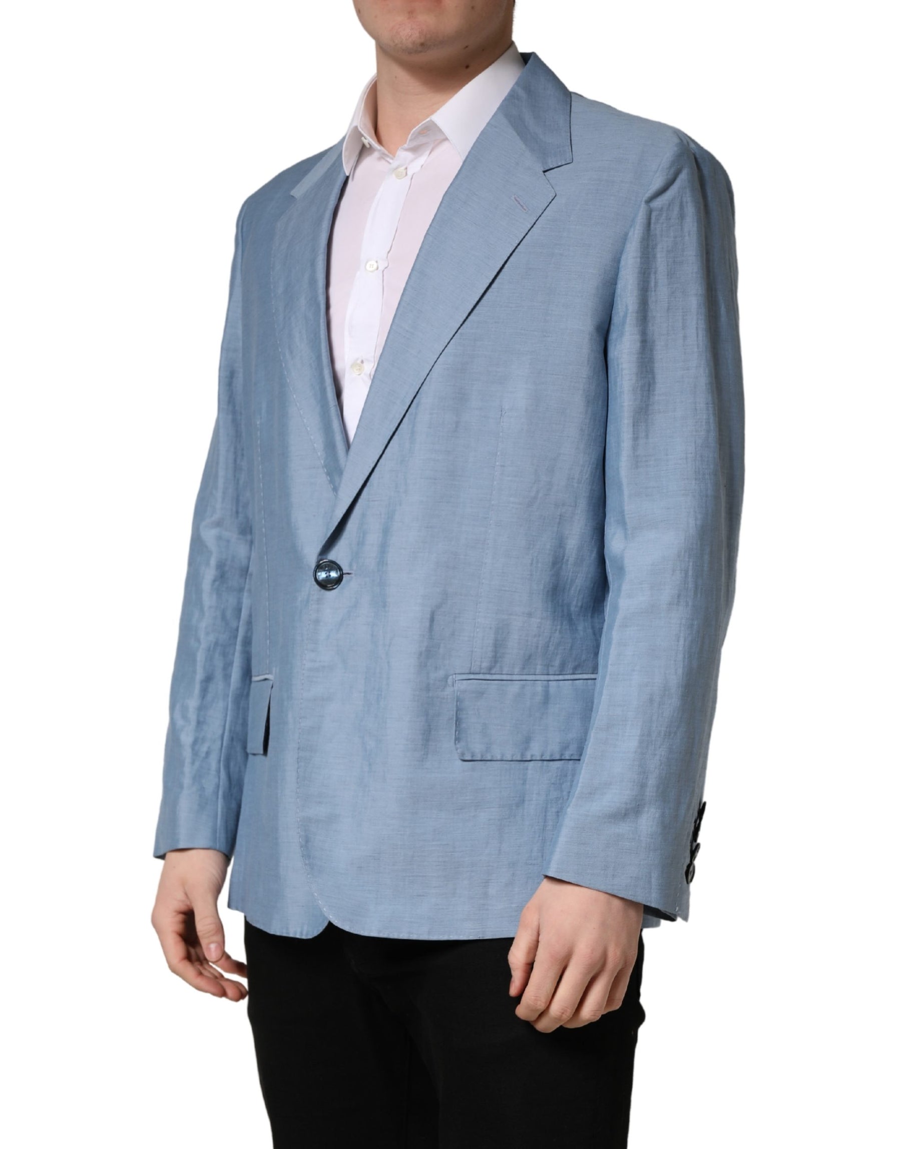 Dolce & Gabbana Light Blue Single Breasted Men Jacket Blazer | Regal Royce