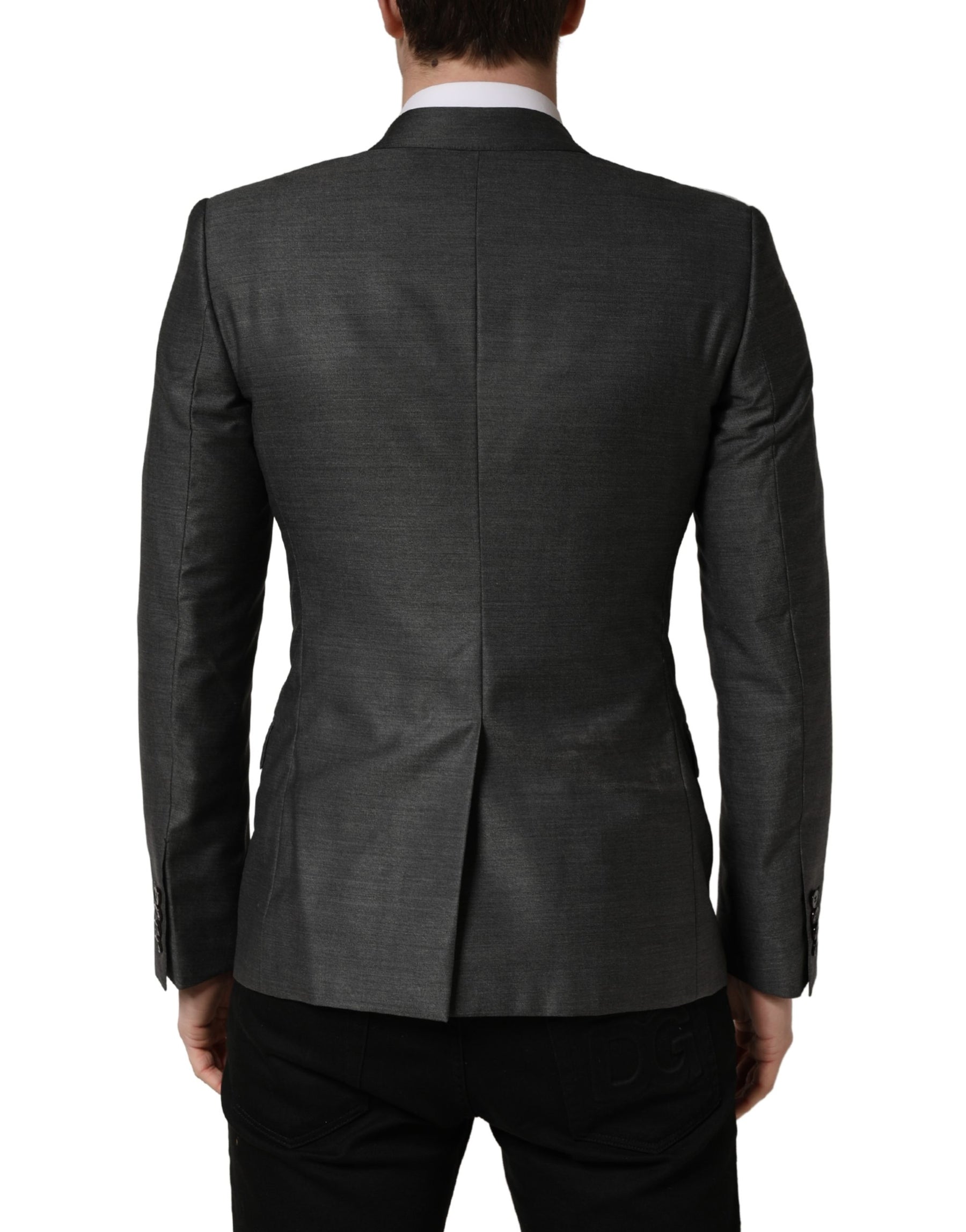 Dolce & Gabbana Dark Gray Wool Slim Fit Coat Jacket Blazer | Regal Royce