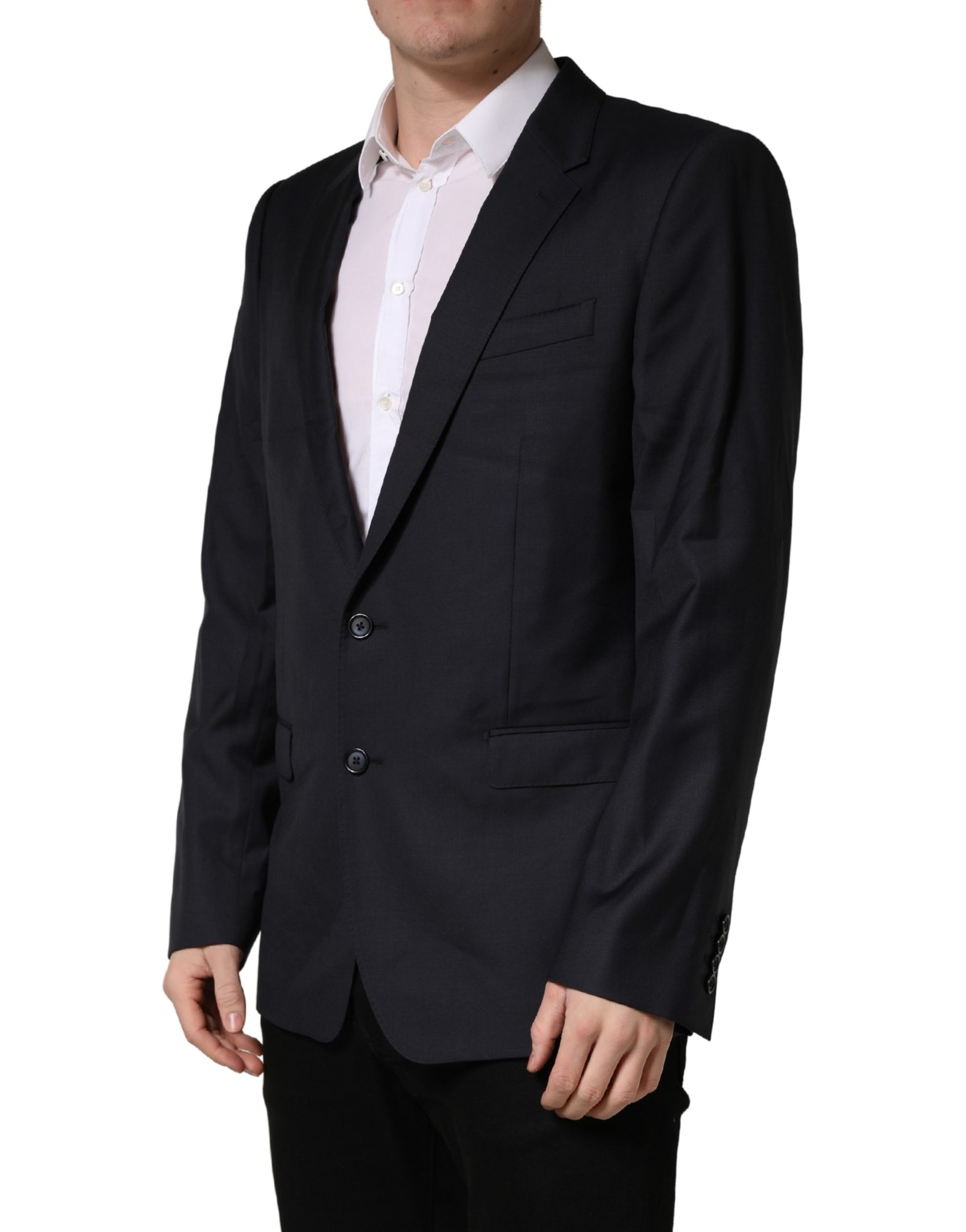 Dolce & Gabbana Black Wool Slim Fit Coat Men Jacket Blazer | Regal Royce