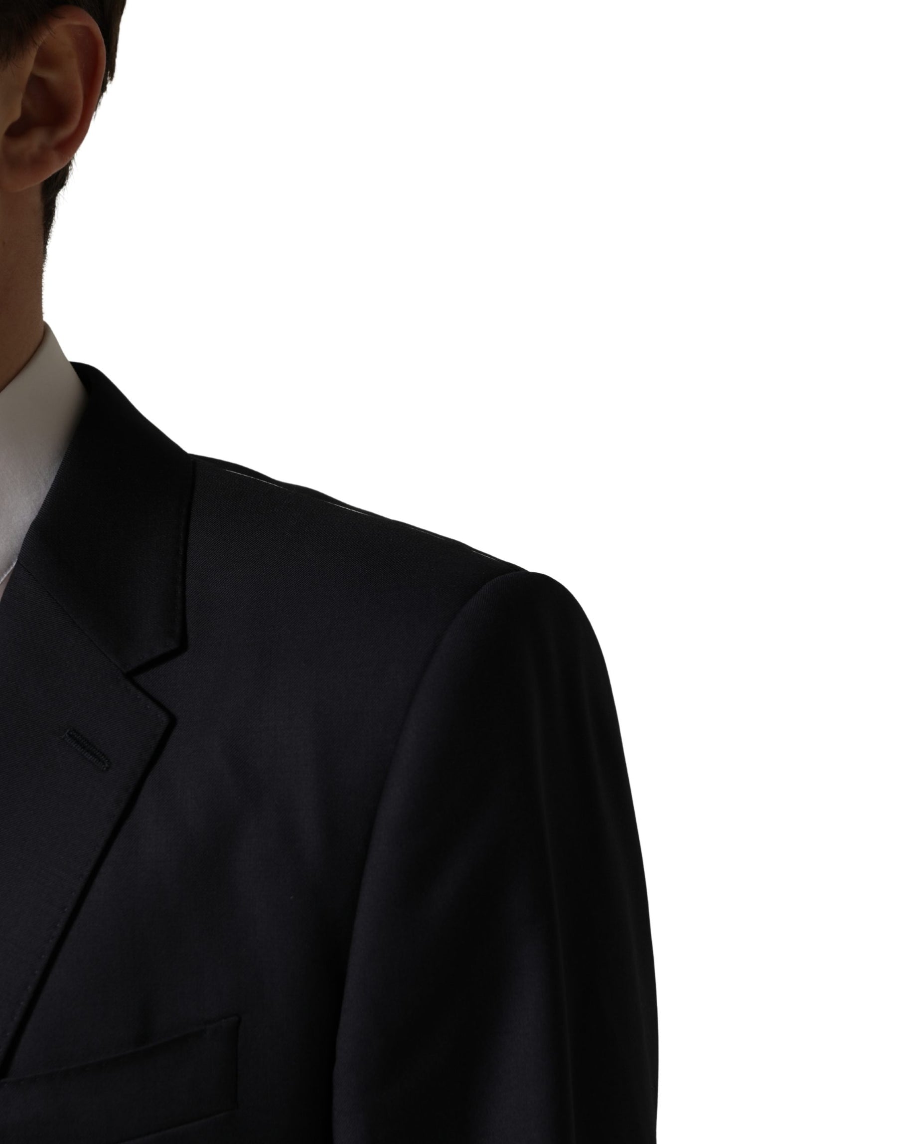 Dolce & Gabbana Black Wool Slim Fit Coat Men Jacket Blazer | Regal Royce