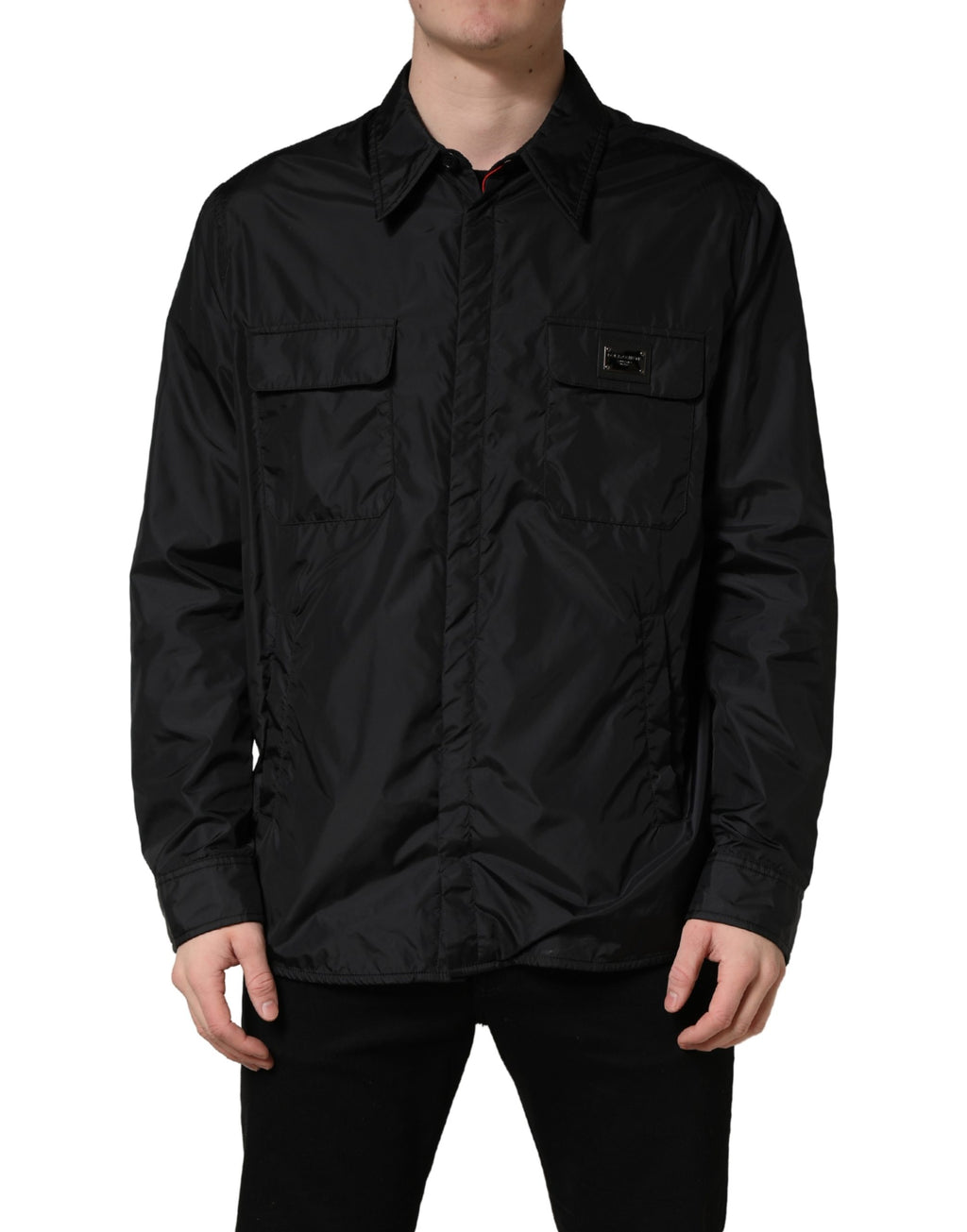 Dolce & Gabbana Black Logo Plaque Long Sleeves Shirt Jacket
