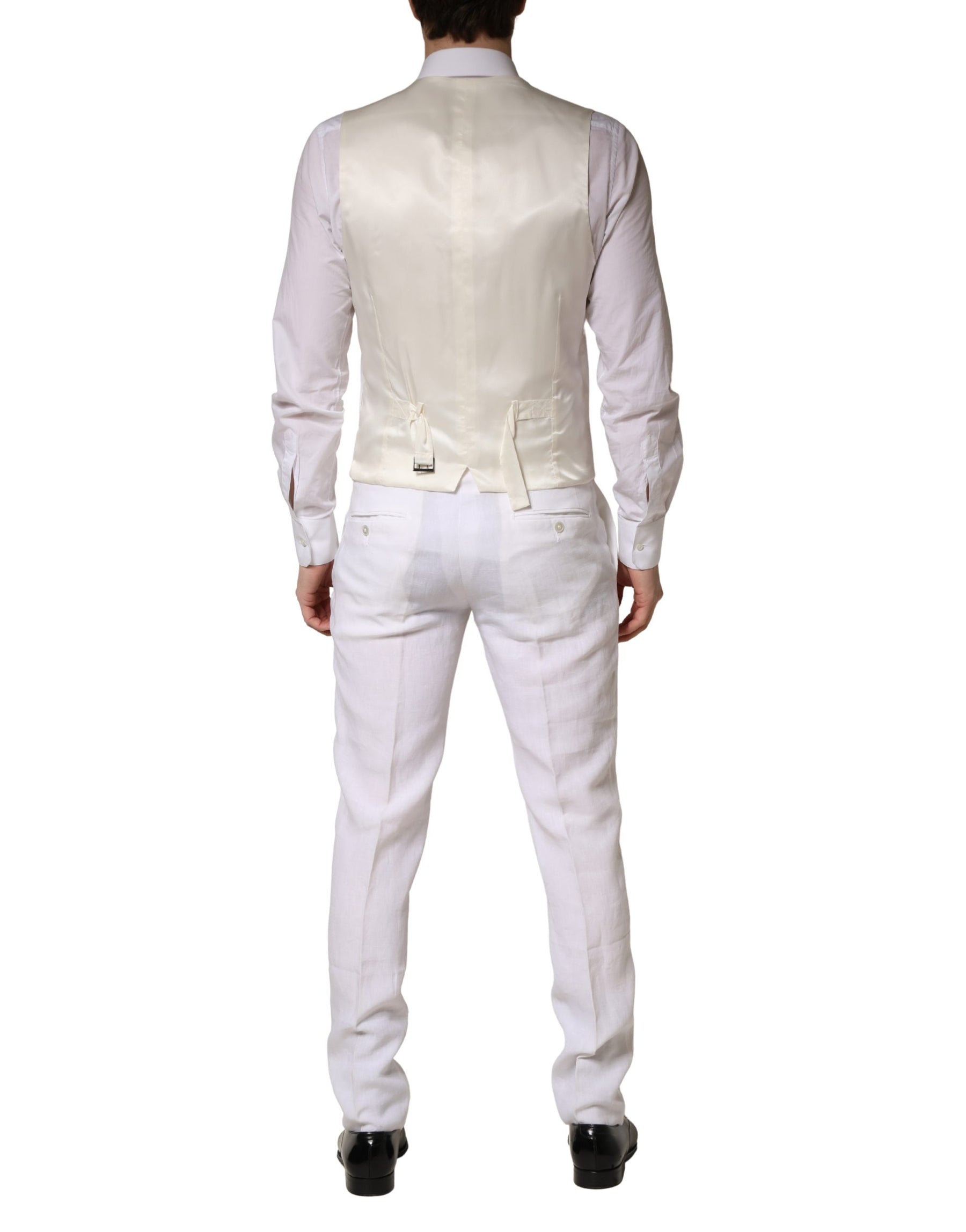 Dolce & Gabbana White SARTORIA Linen 2 Piece Men Formal Suit | Regal Royce