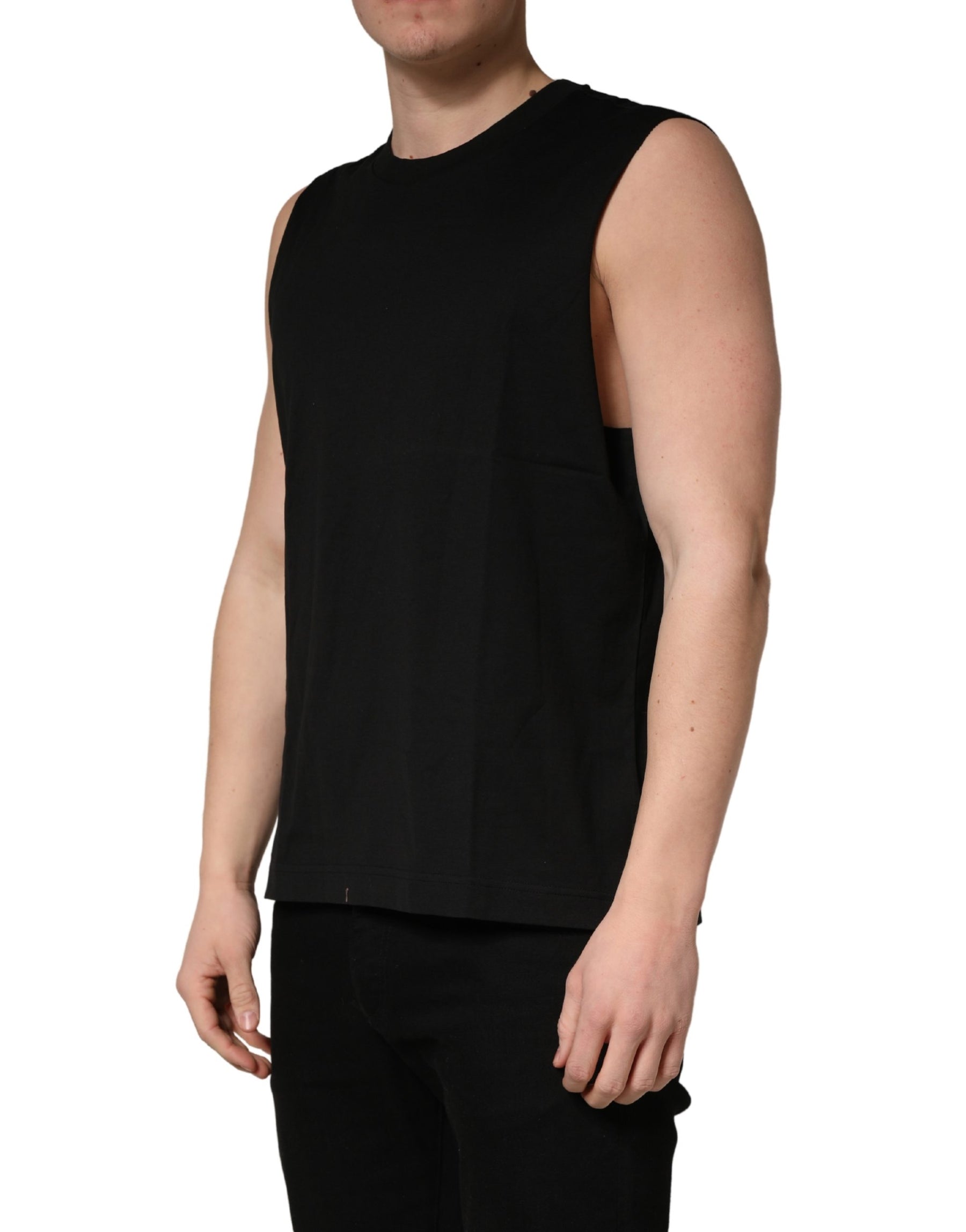 Dolce & Gabbana Black Crew Neck Sleeveless Tank Top T-shirt | Regal Royce