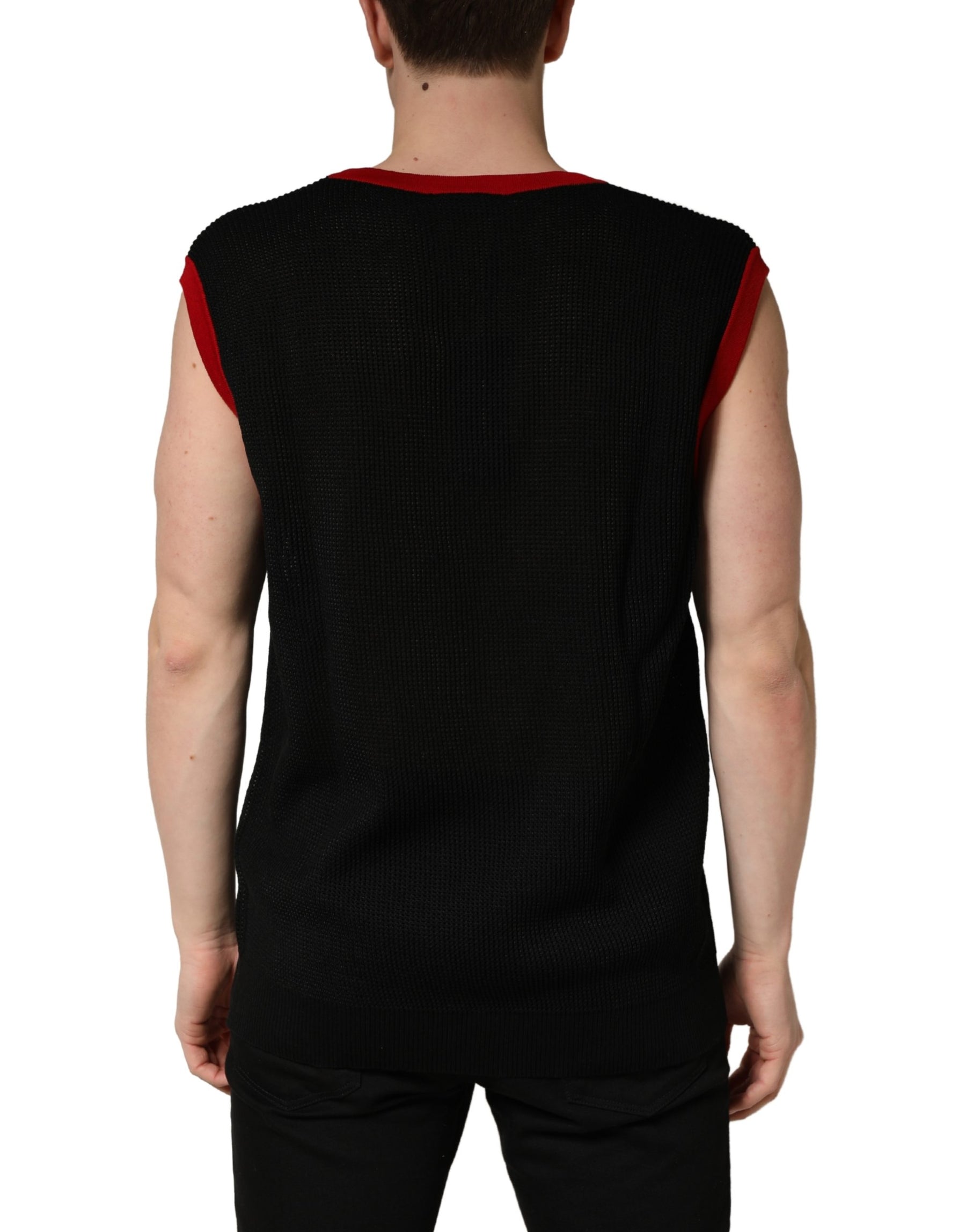 Dolce & Gabbana Black Crew Neck Sleeveless Men Knit Vest T-shirt | Regal Royce