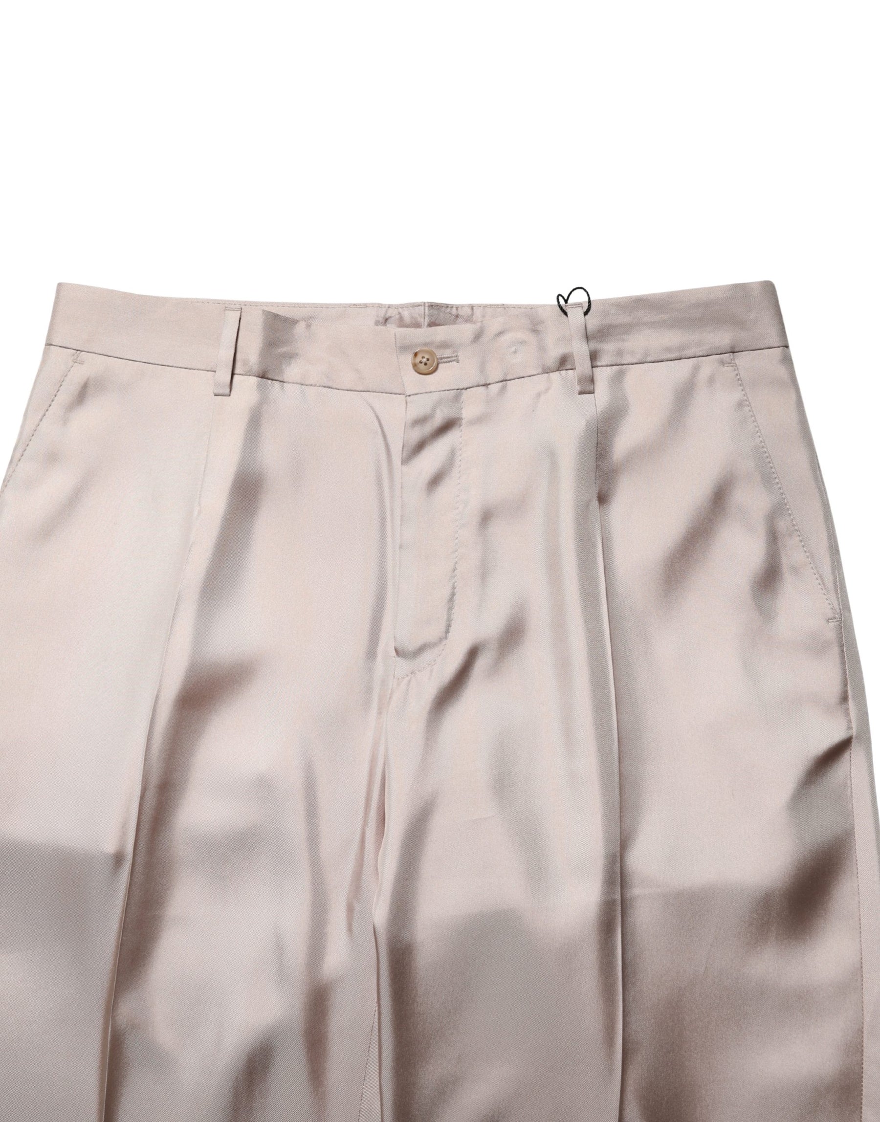 Dolce & Gabbana Beige Silk Straight Formal DressTrouser Pants | Regal Royce