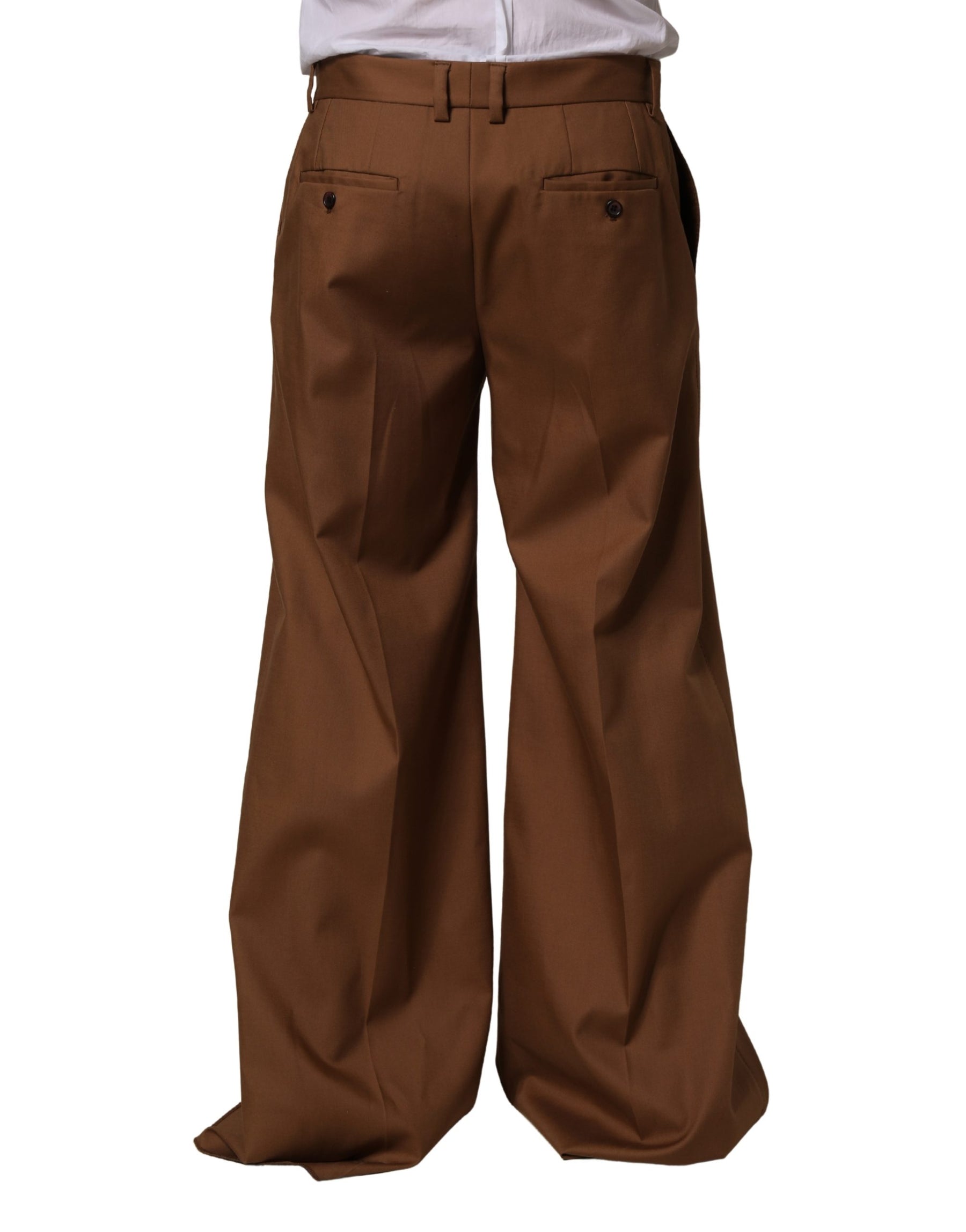 Dolce & Gabbana Brown Cotton Straight Men Dress Trouser Pants | Regal Royce