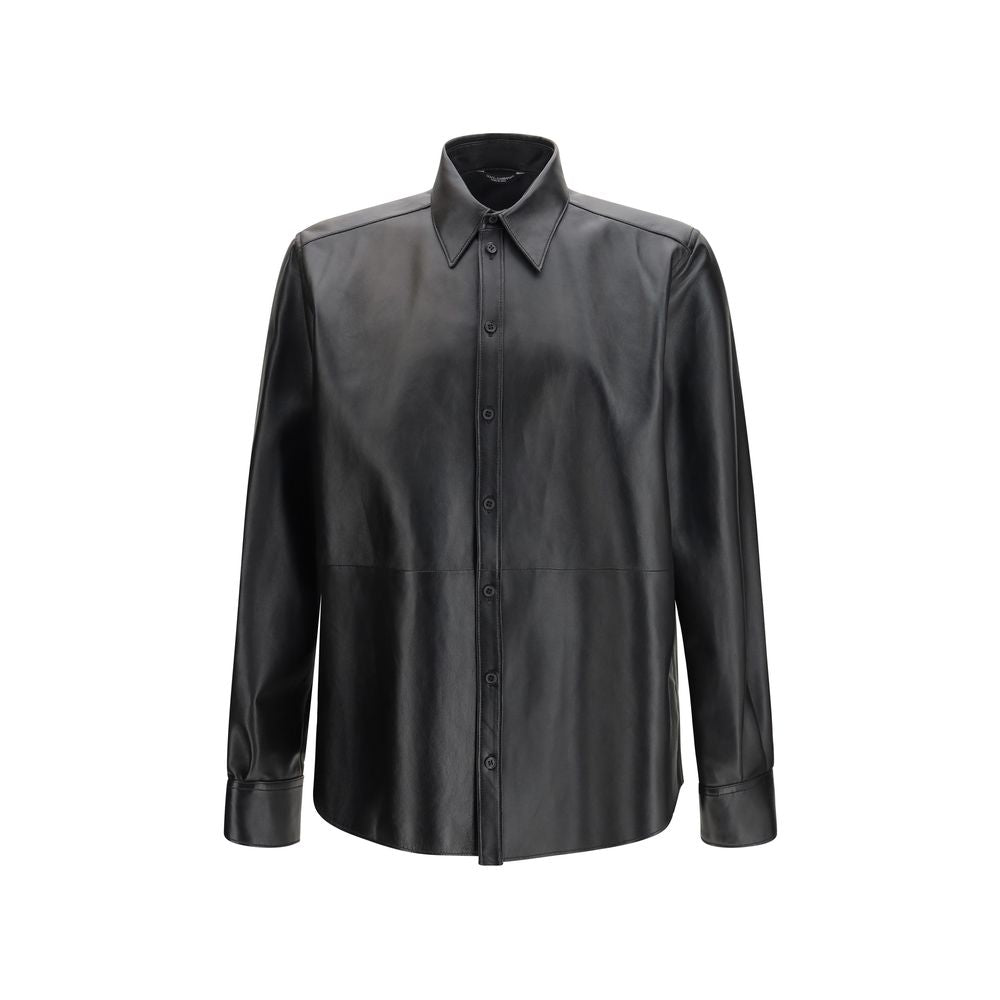 Dolce & Gabbana Black Leather Dress Shirt | Regal Royce