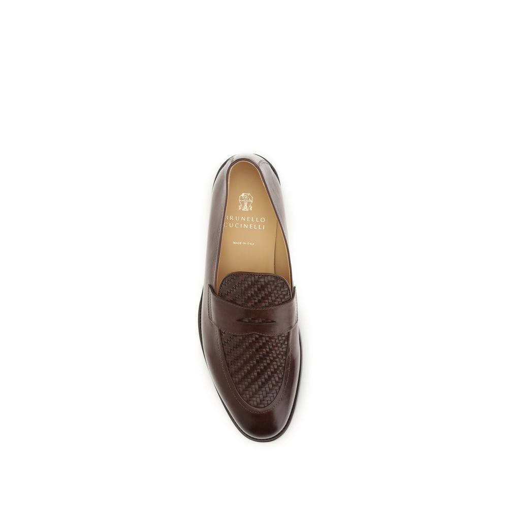 Brunello Cucinelli Brown Calf Leather Bos Taurus Slip-On Loafers | Regal Royce