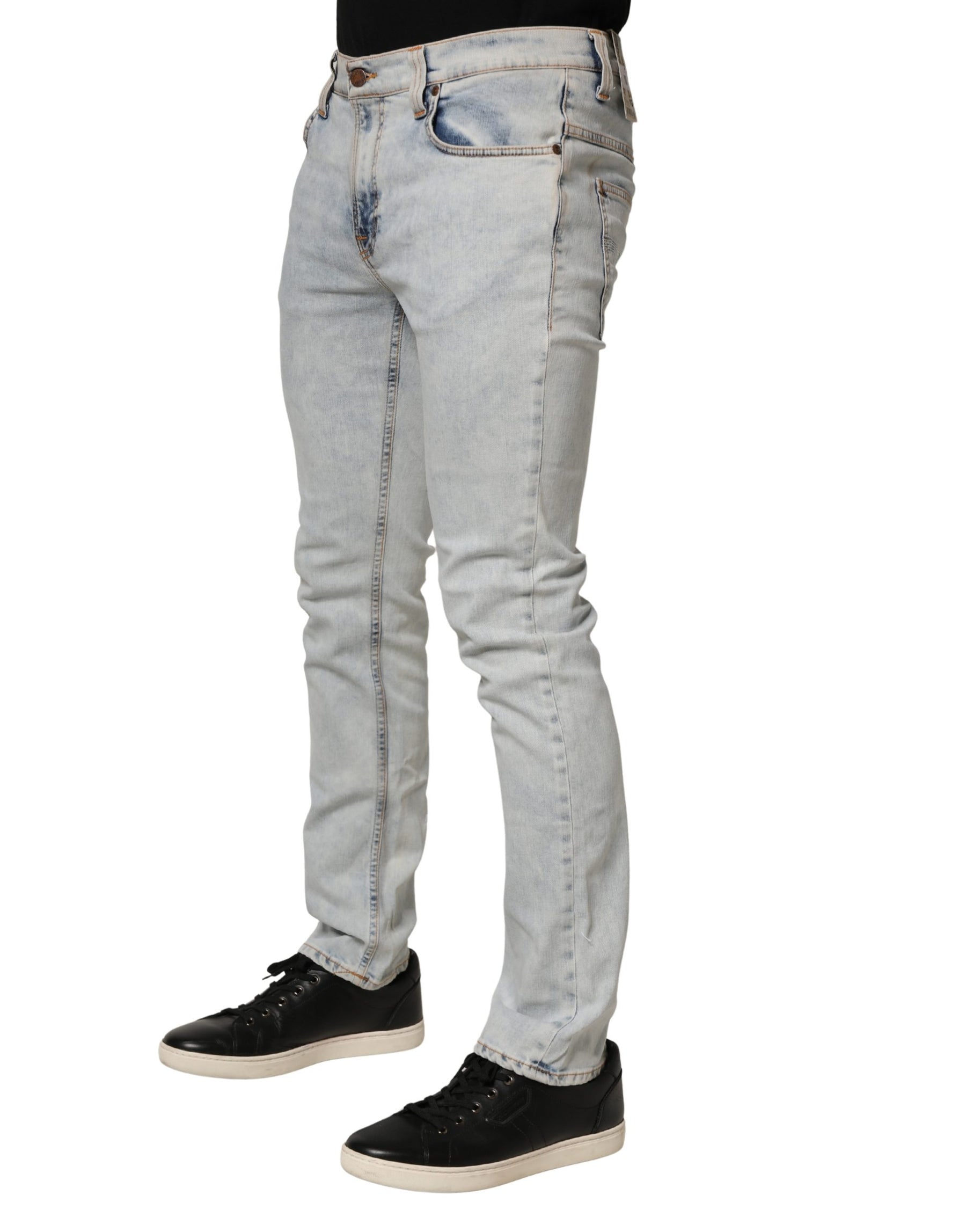 Nudie Jeans Light Blue Cotton Stretch Skinny Fit Men Denim Trouser JEANS | Regal Royce