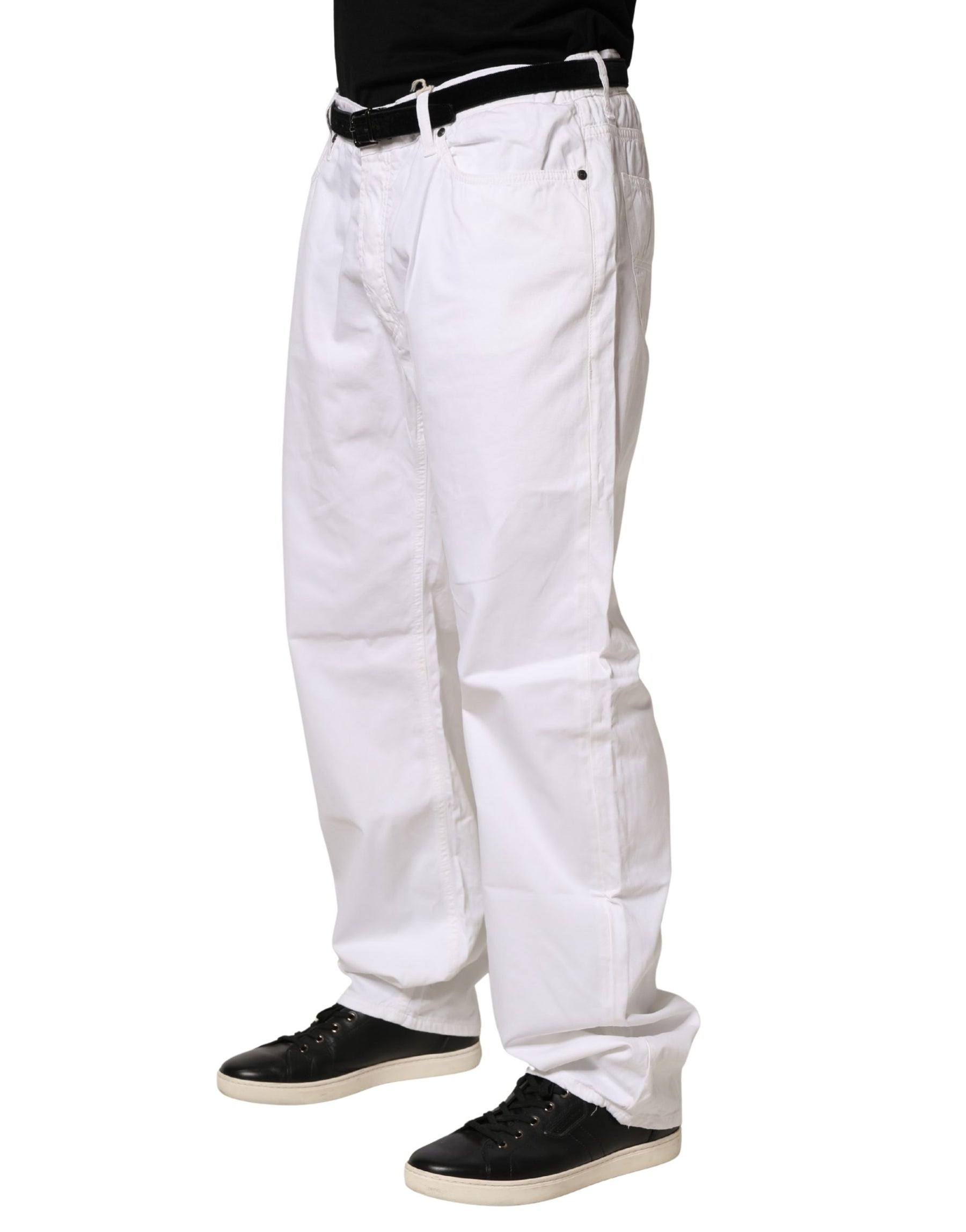 Fay White Cotton Stretch Straight Casual Men Denim Trouser Jeans | Regal Royce