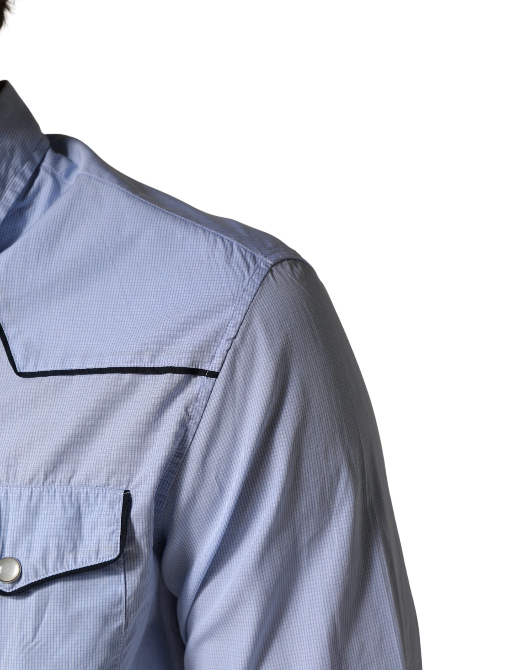 AGLINI Light Blue Slim Fit Collared Long Sleeve Casual Shirt | Regal Royce
