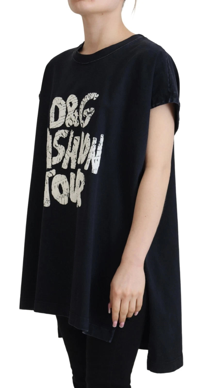 Dolce & Gabbana Black D&G Fashion Round Neck Cotton T-shirt | Regal Royce