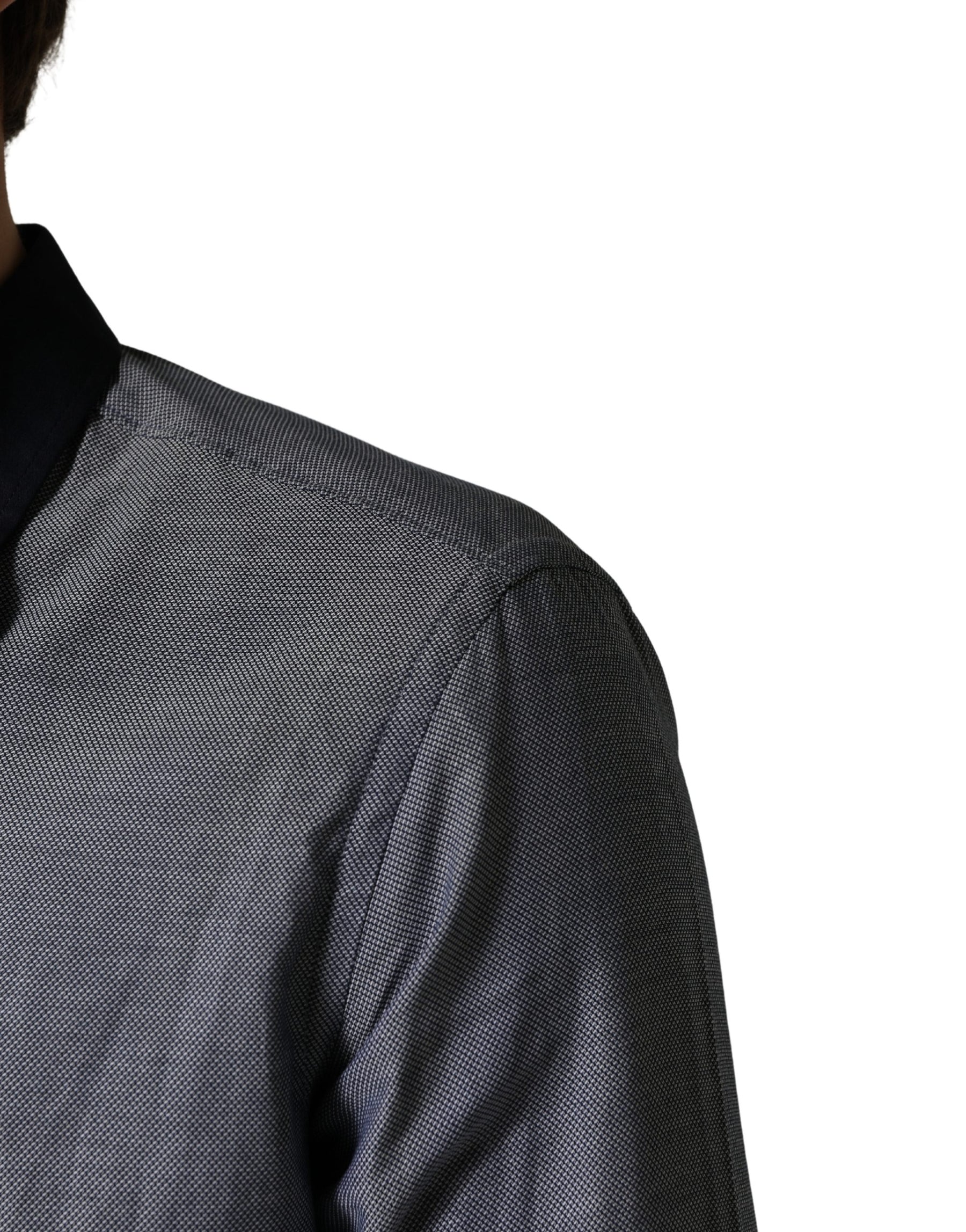 Hamaki-Ho Dark Blue Cotton Long Sleeves Collared Dress Formal Shirt | Regal Royce