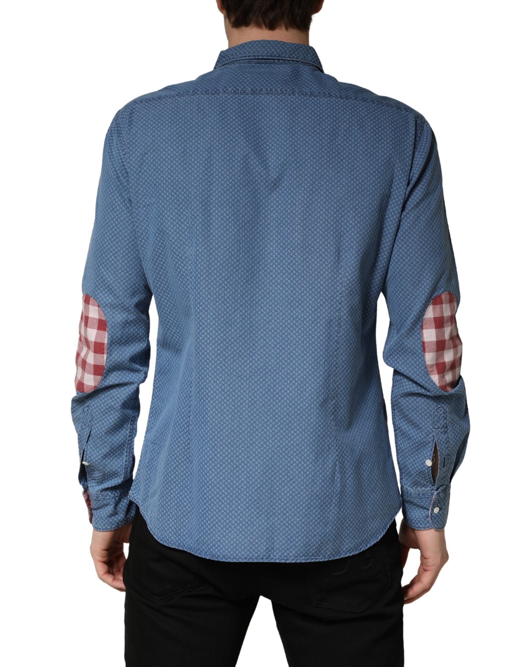 AGLINI Blue Cotton Slim Fit Collared LongSleeve Casual Shirt | Regal Royce