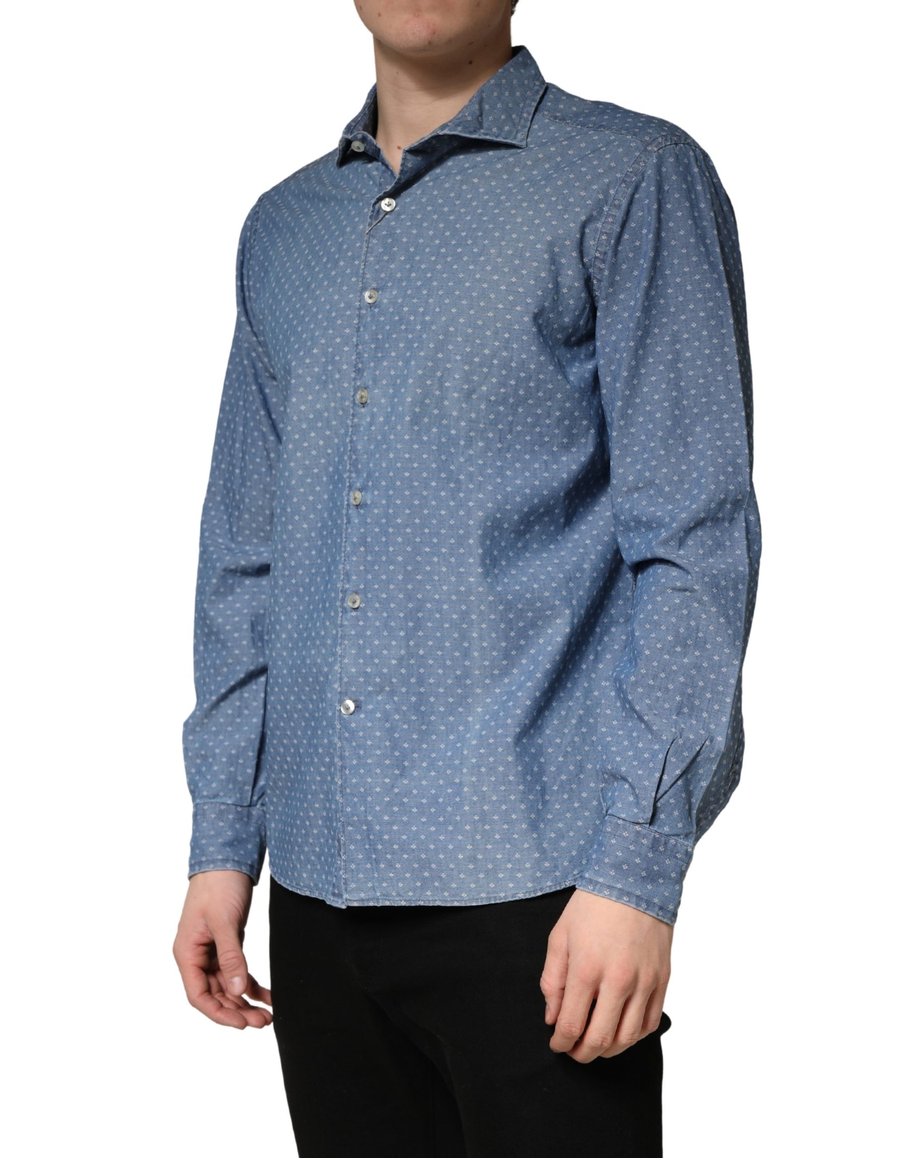 Domenico Tagliente Blue Long Sleeve Collared Casual Shirt | Regal Royce
