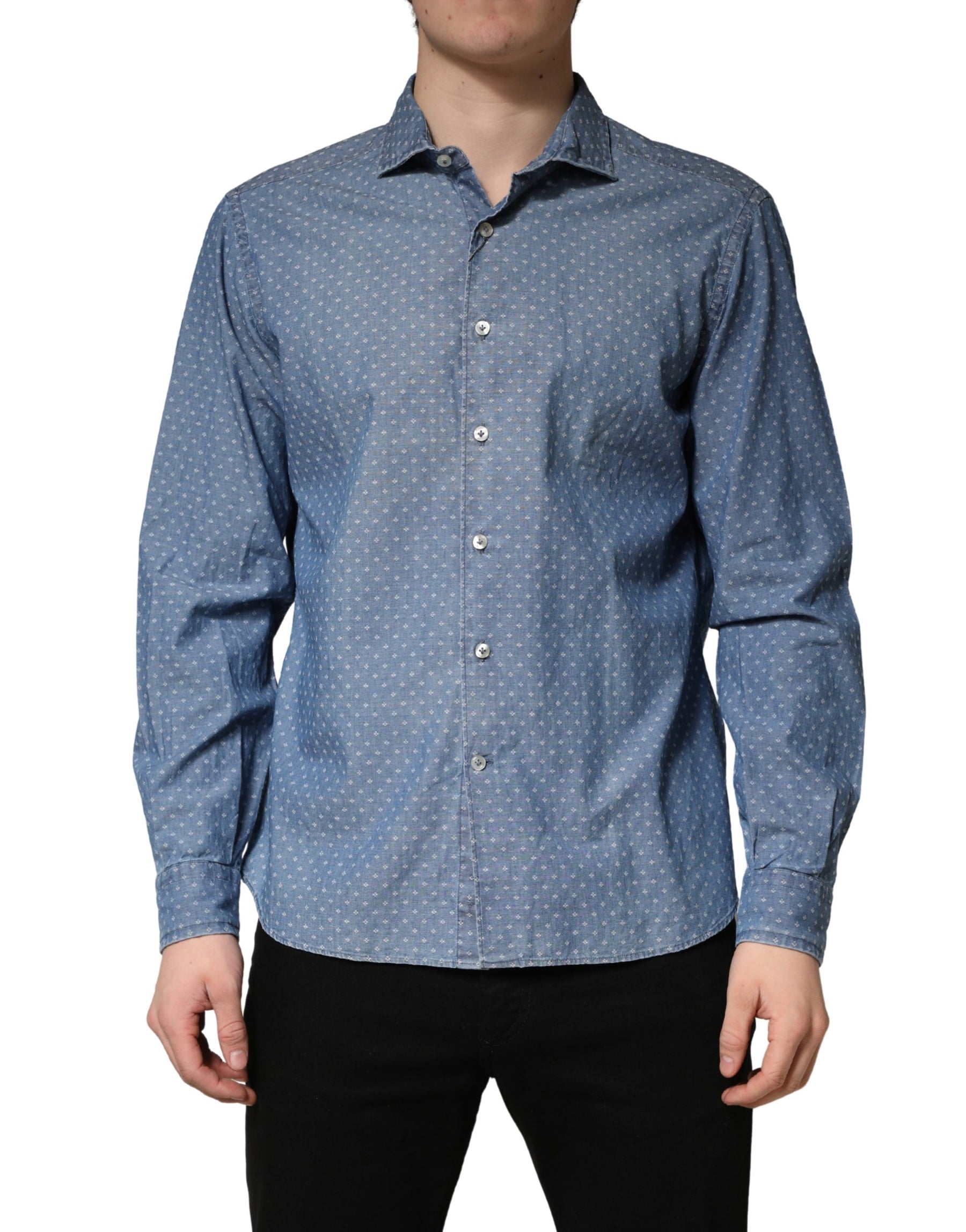 Domenico Tagliente Blue Long Sleeve Collared Casual Shirt | Regal Royce