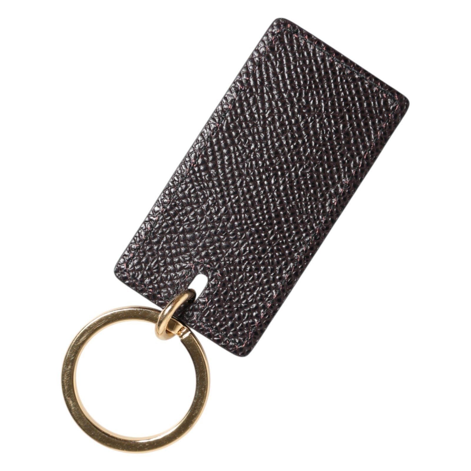 Dolce & Gabbana Black Calf Leather Logo Metal Ring Men Keychain Keyring | Regal Royce