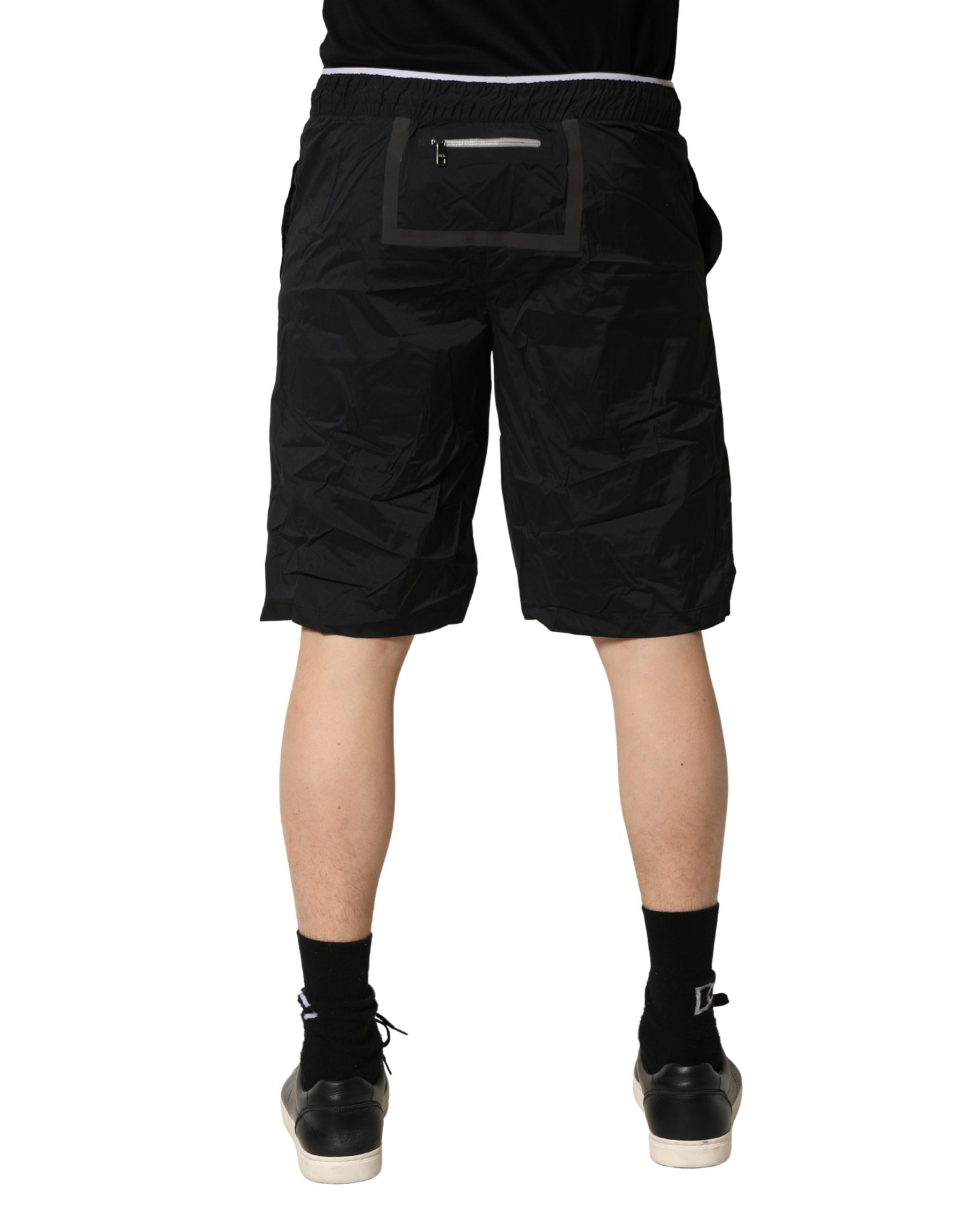 Dolce & Gabbana Black Nylon Elastic Waist Swim Shorts Swimwear | Regal Royce