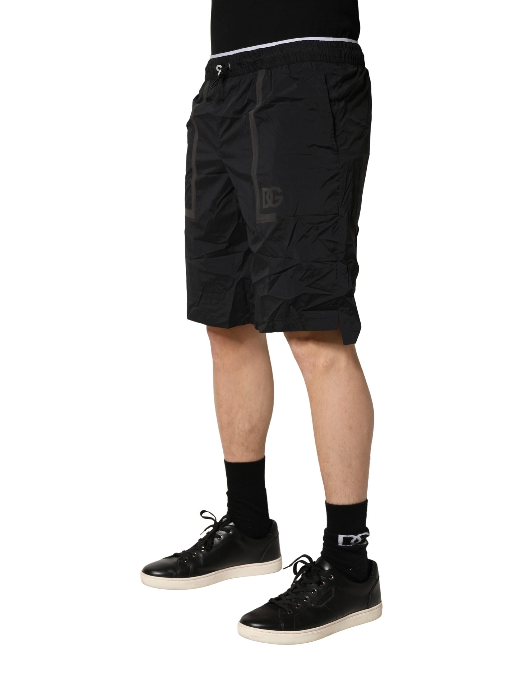 Dolce & Gabbana Black Nylon Elastic Waist Swim Shorts Swimwear | Regal Royce