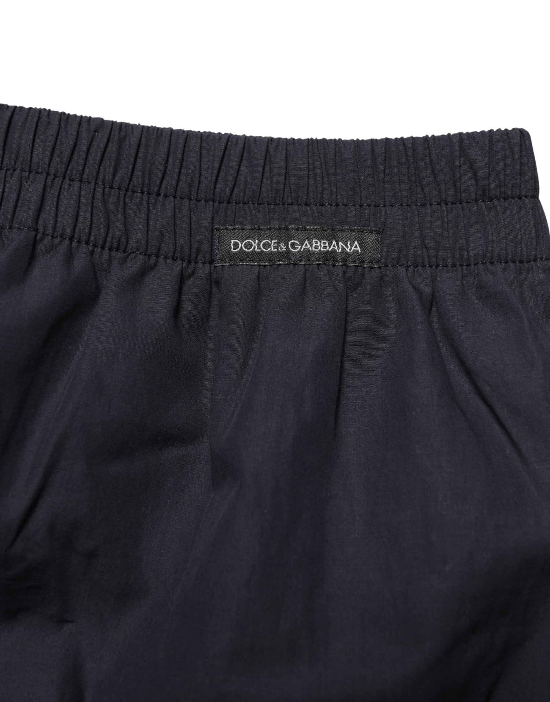 Dolce & Gabbana Black Cotton Elastic Waist Swim Shorts Swimwear | Regal Royce