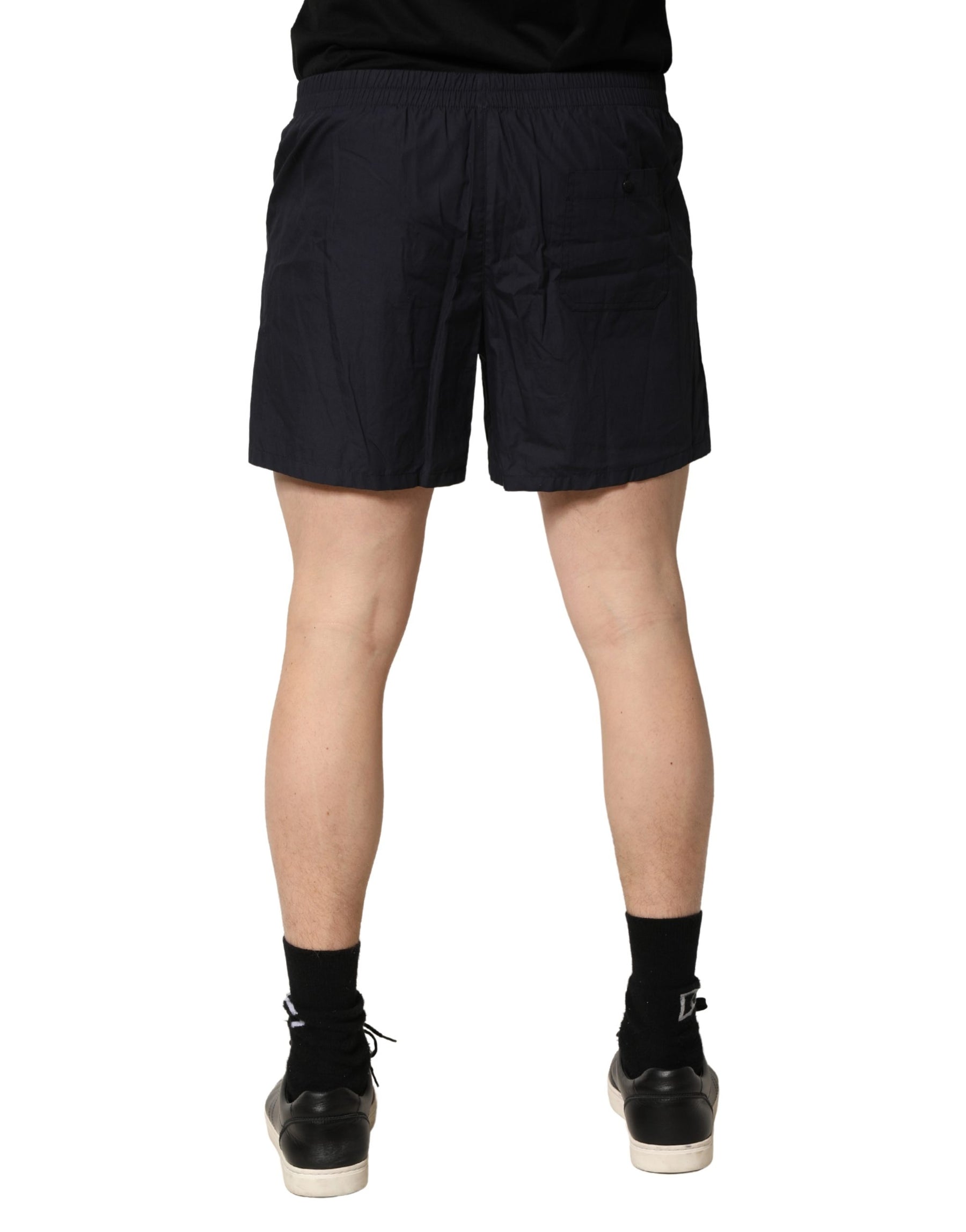 Dolce & Gabbana Black Cotton Elastic Waist Swim Shorts Swimwear | Regal Royce
