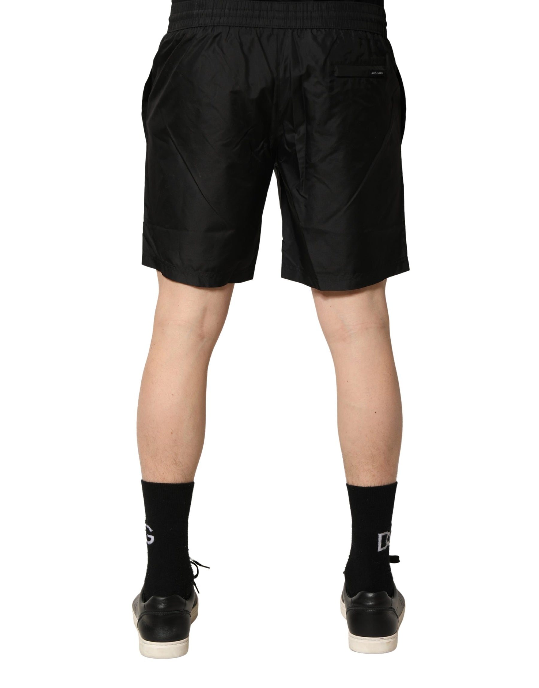 Dolce & Gabbana Black Polyester Drawstring Men Shorts Swimwear | Regal Royce
