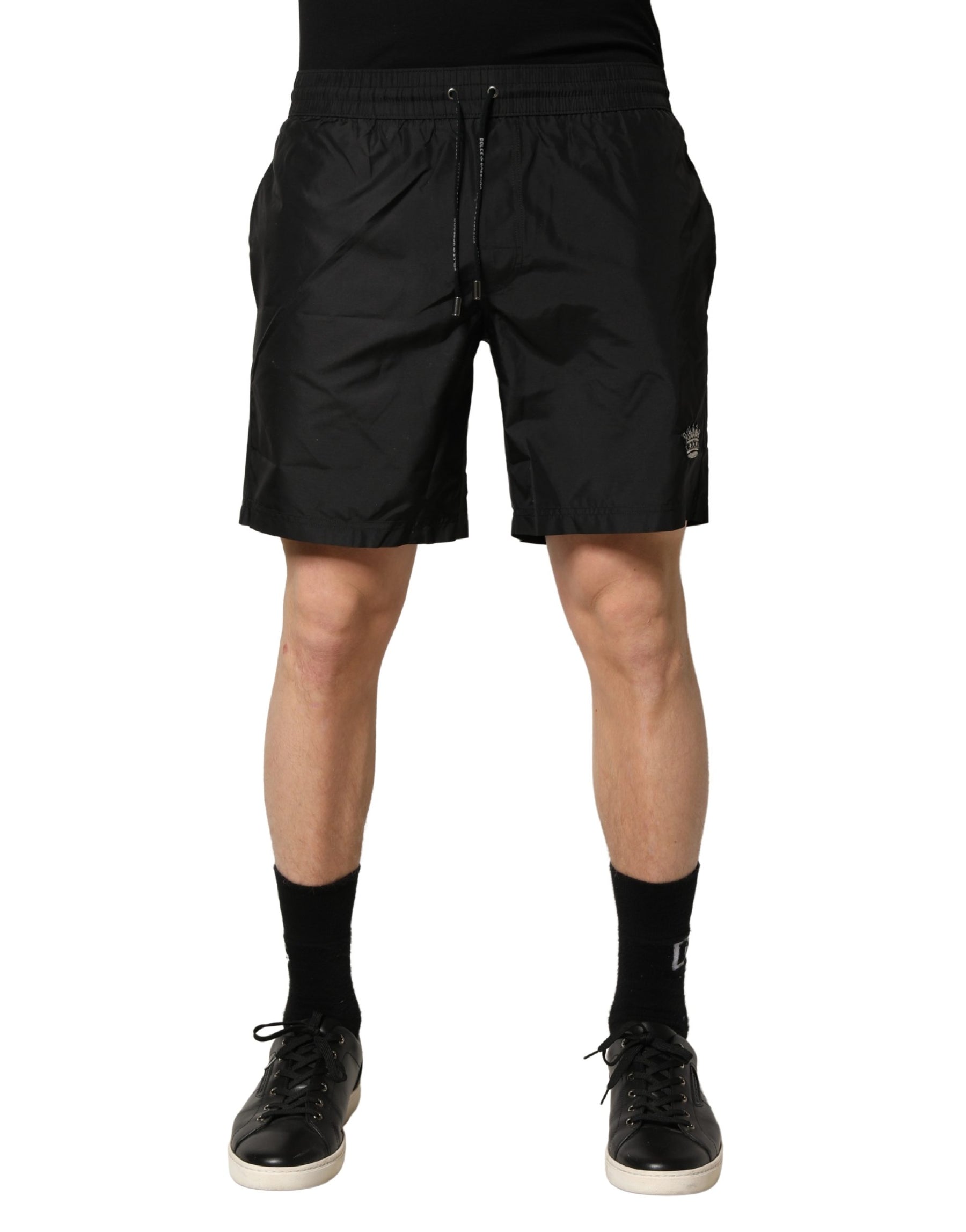 Dolce & Gabbana Black Polyester Drawstring Men Shorts Swimwear | Regal Royce