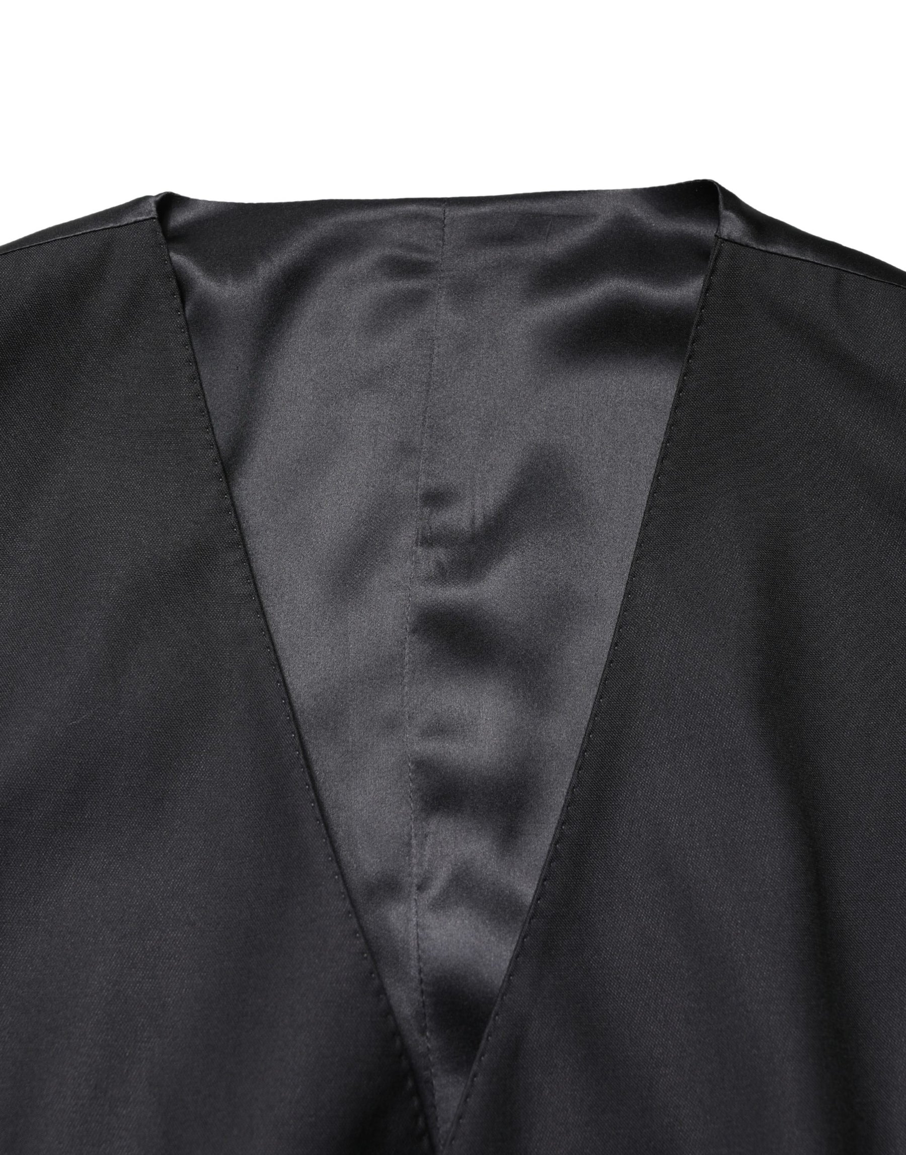 Dolce & Gabbana Black Wool Single Breasted Men Waistcoat Vest | Regal Royce