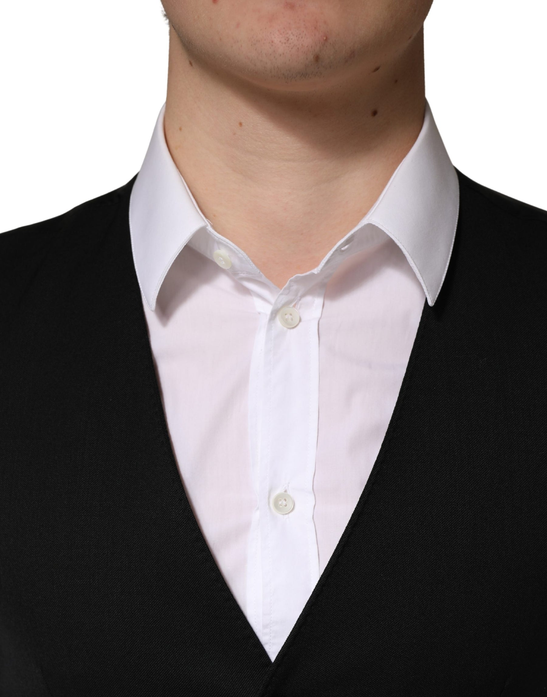 Dolce & Gabbana Black Wool Single Breasted Men Waistcoat Vest | Regal Royce