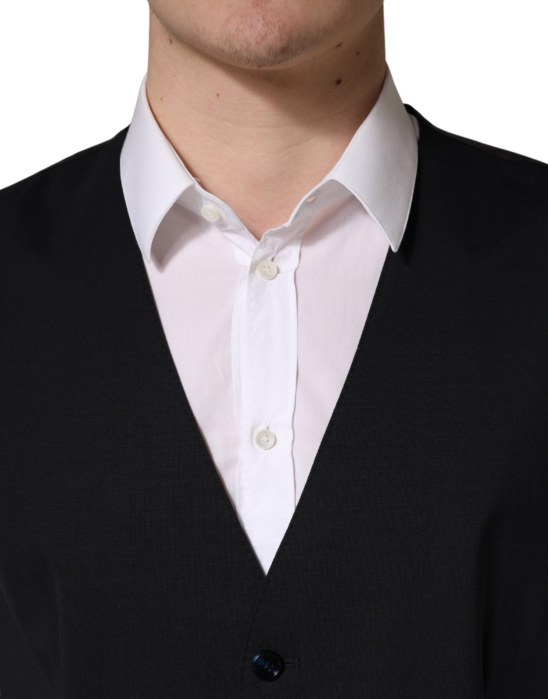 Dolce & Gabbana Black Wool Single Breasted Waistcoat Vest | Regal Royce