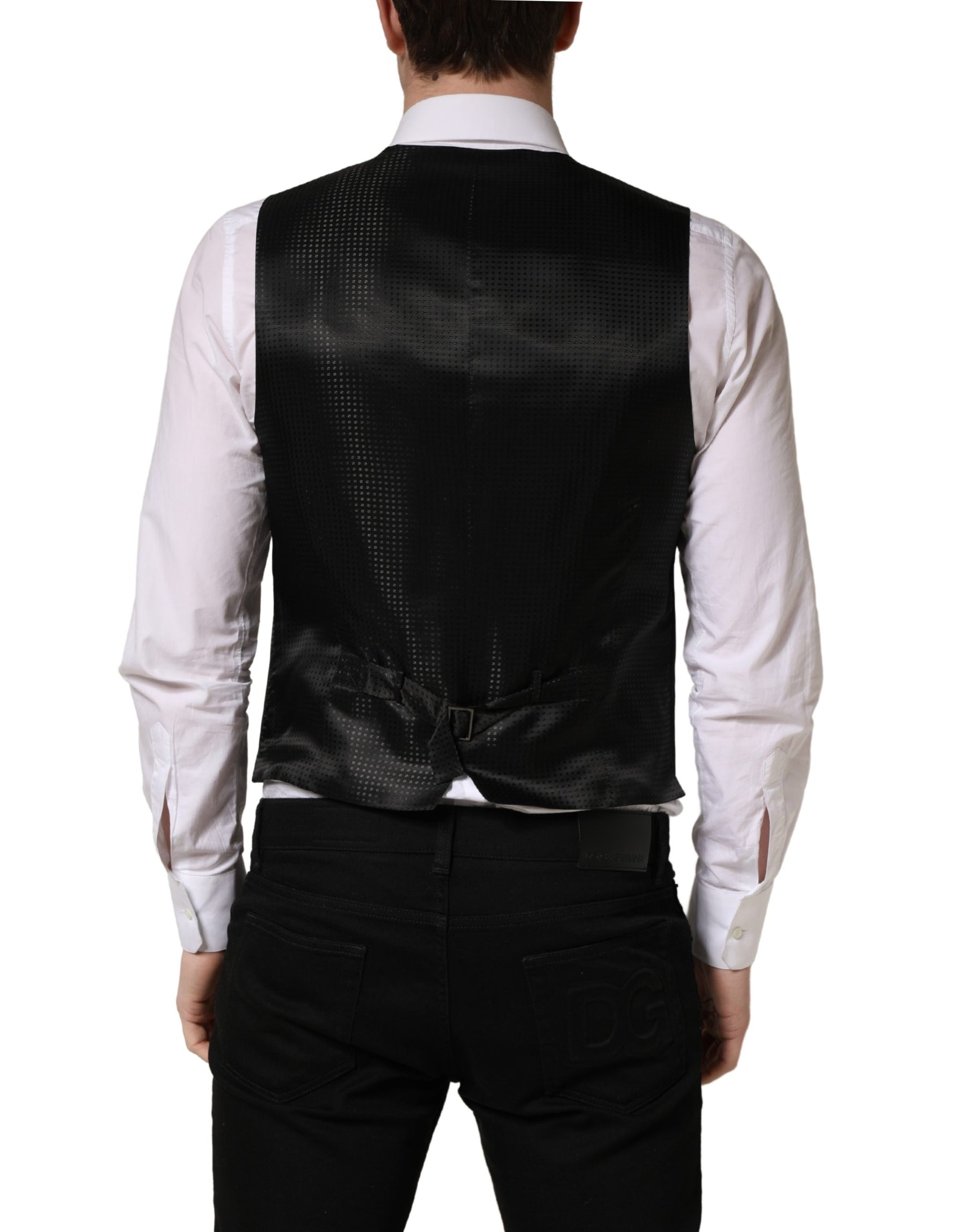 Dolce & Gabbana Black Wool Single Breasted Waistcoat Vest | Regal Royce