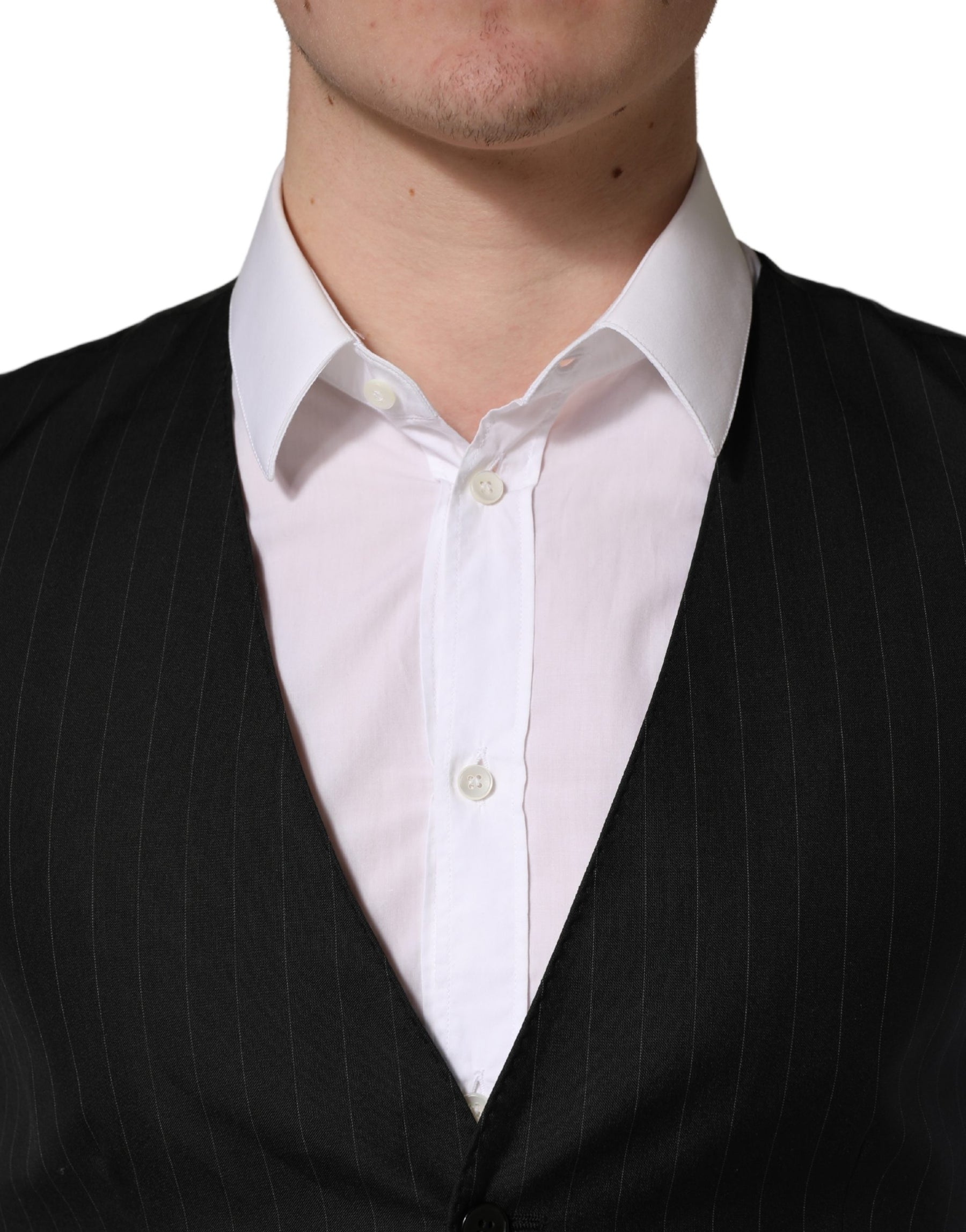 Dolce & Gabbana Black Stripe Single Breasted Waistcoat Vest | Regal Royce