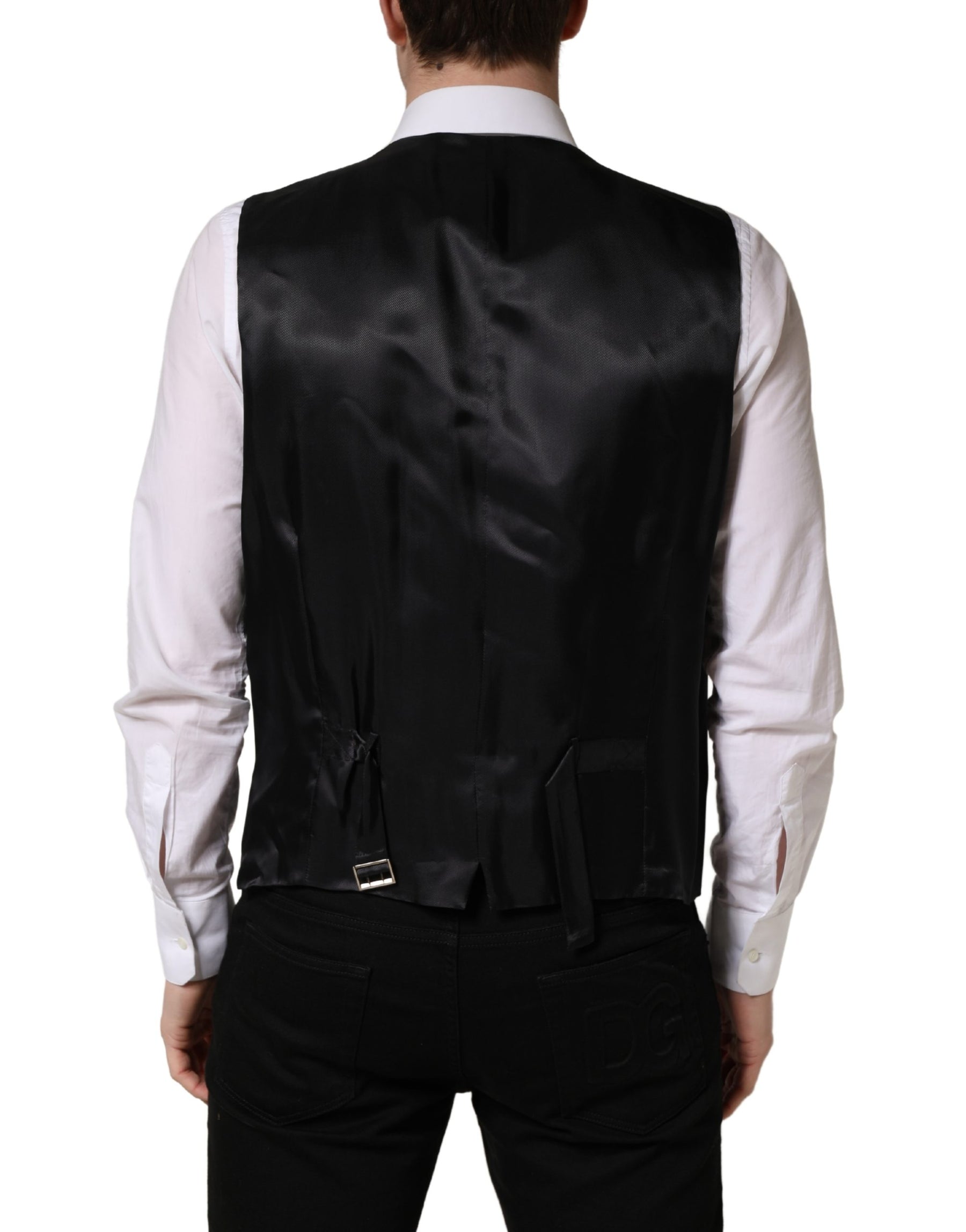 Dolce & Gabbana Black Wool Single Breasted Waistcoat Vest | Regal Royce