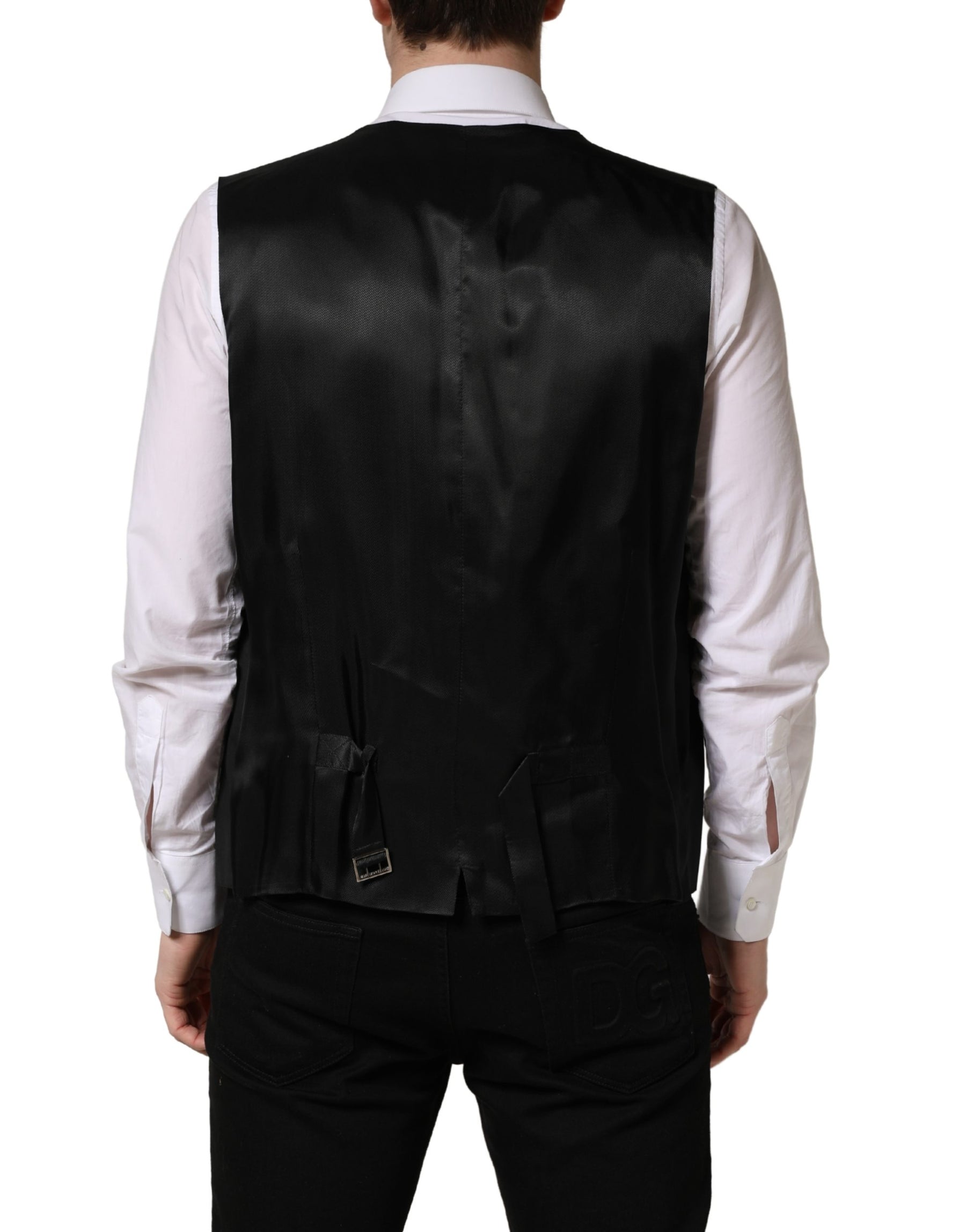 Dolce & Gabbana Black Wool Single Breasted Waistcoat Vest | Regal Royce